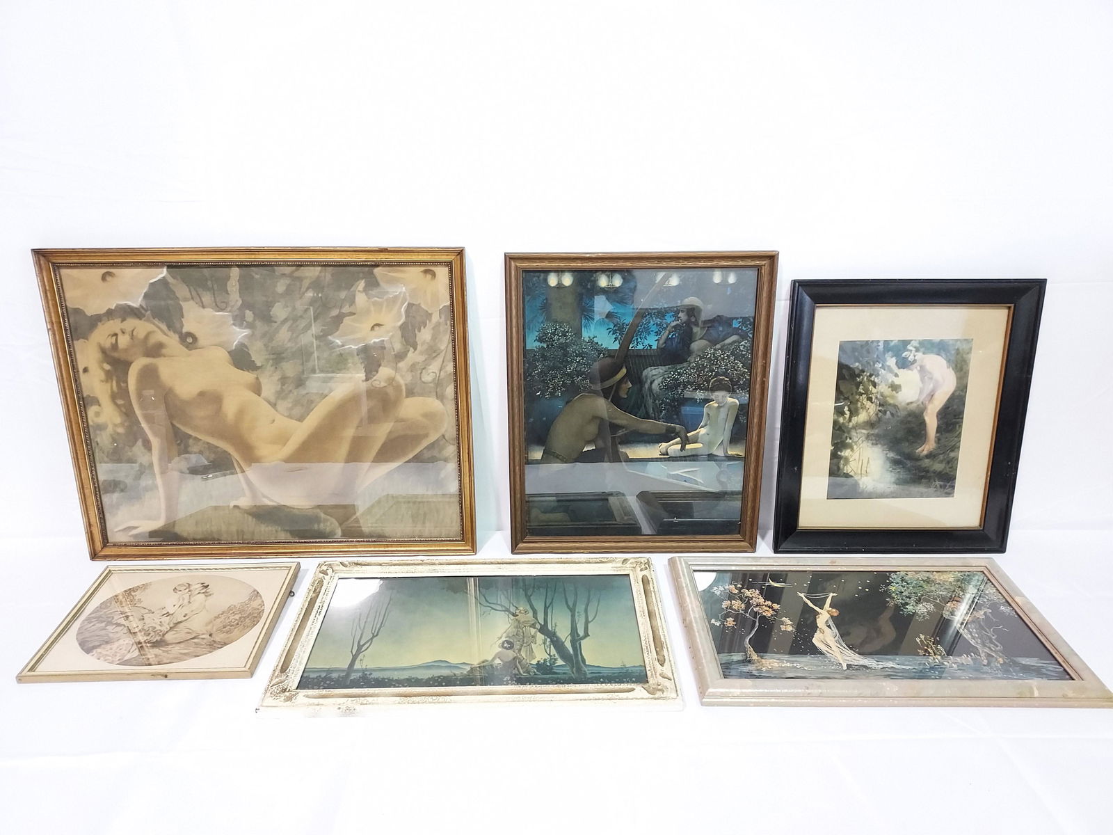 SIX VINTAGE ART NOUVEAU STYLE FRAMED PRINTS (1 of 17)