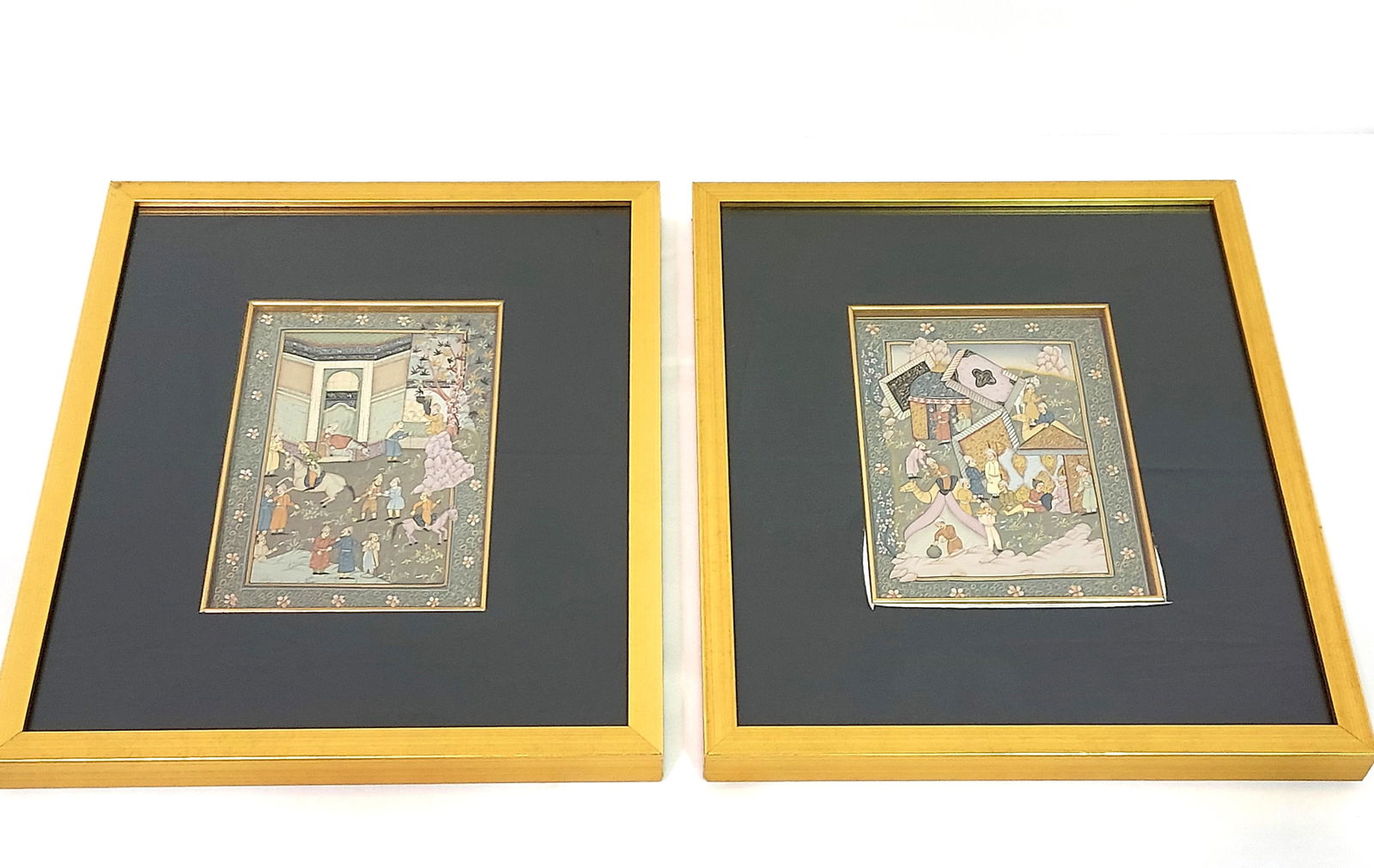 TWO VINTAGE PERSIAN MINIATURE PAINTINGS ON SILK (1 of 15)