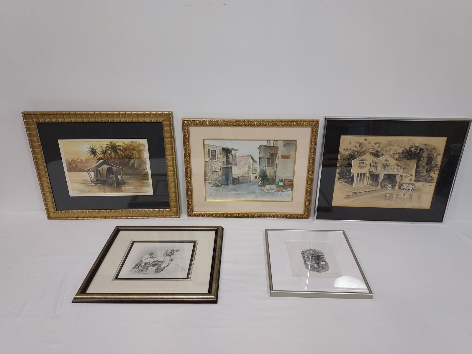 FIVE ROBERT LUVALL FRAMED DRAWINGS & PAINTINGS (1 of 19)