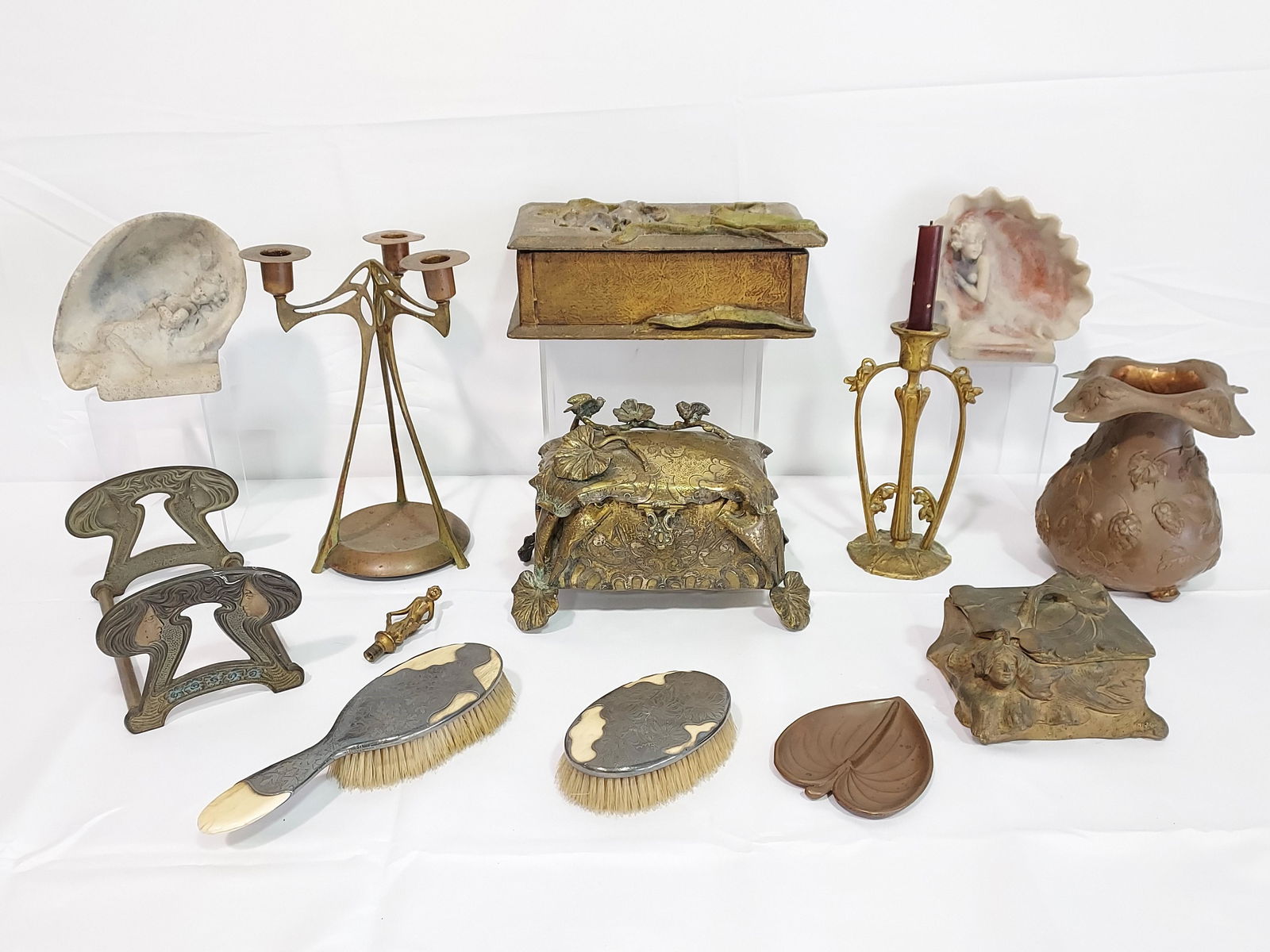 ASSORTED ART NOUVEAU METALWARE: 9 PCS (1 of 17)