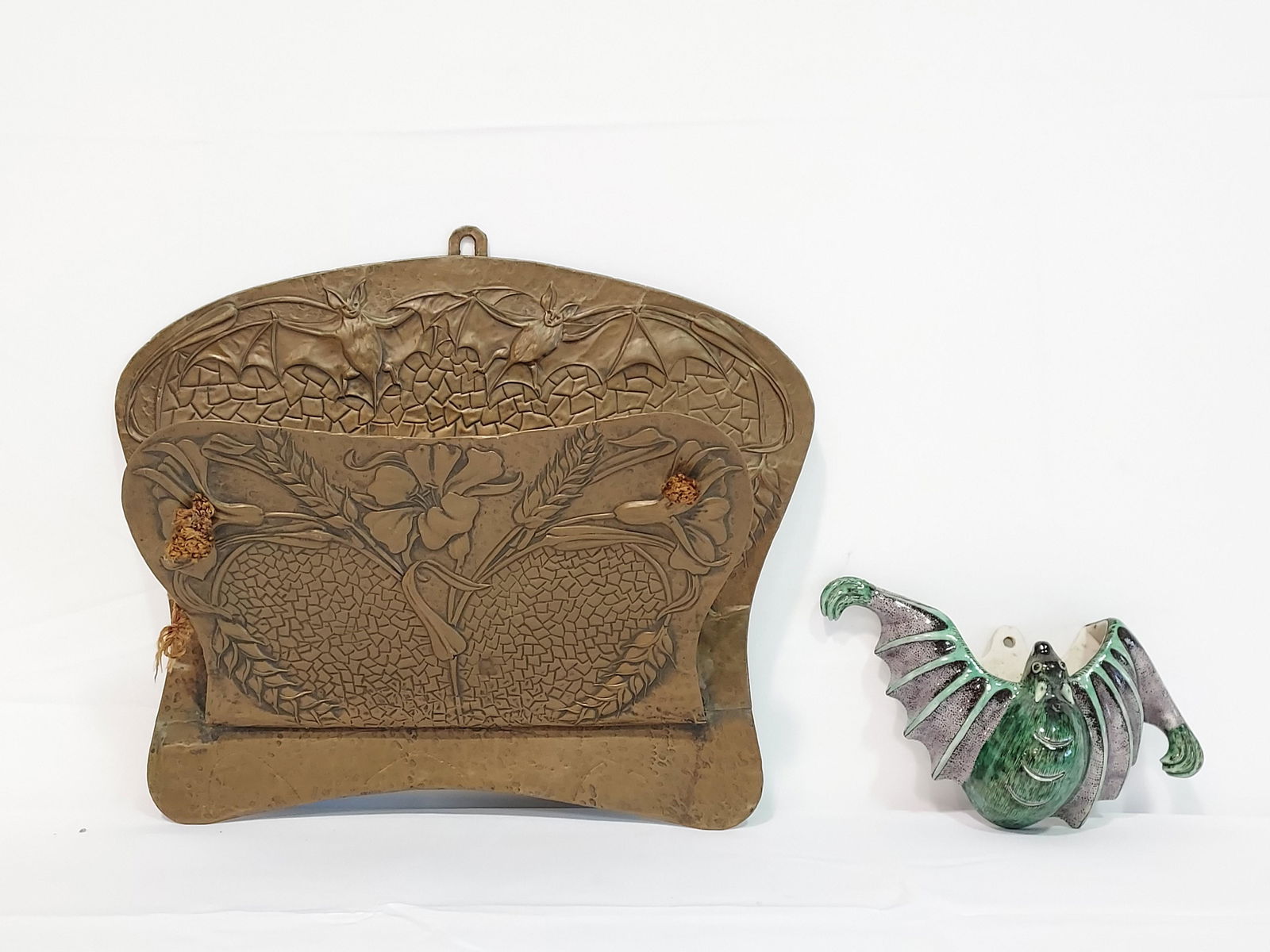 BATS: ART NOUVEAU LETTER RACK & CHINESE WALL POCKE (1 of 18)