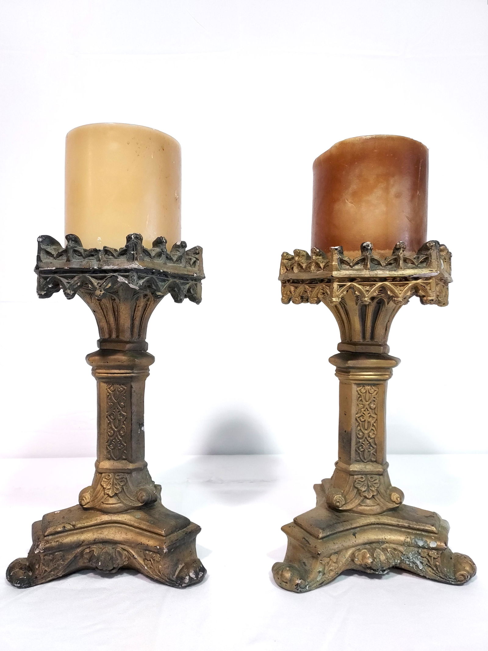 VINTAGE GOTHIC STYLE CERAMIC PRICKET CANDLESTICKS (1 of 17)