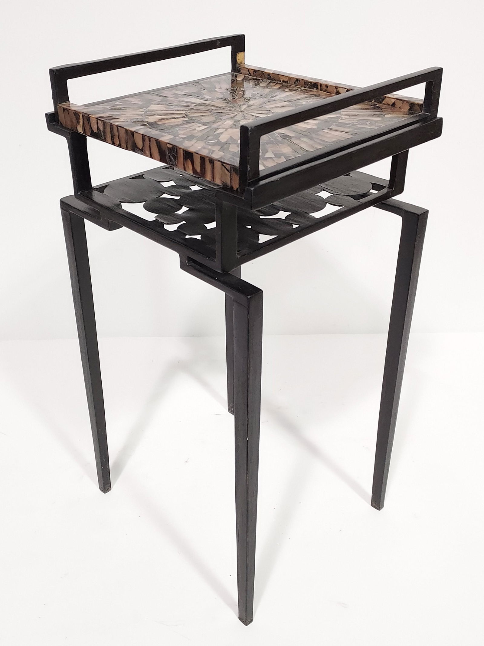 R & Y AUGOUSTI MOP & BRASS INLAID SIDE TABLE (1 of 13)