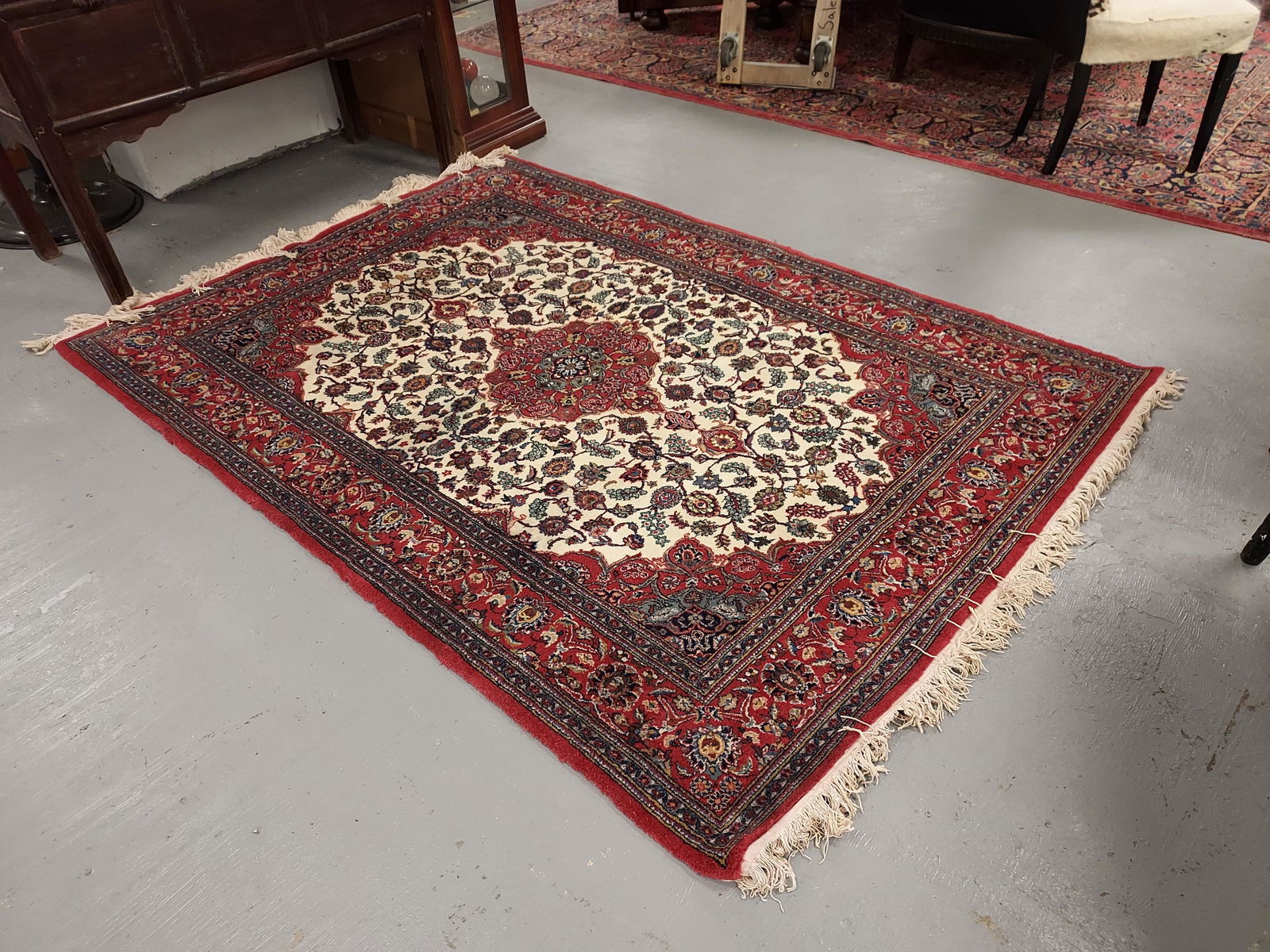 VINTAGE PERSIAN WOOL & COTTON RUG 65" X 90" (1 of 6)