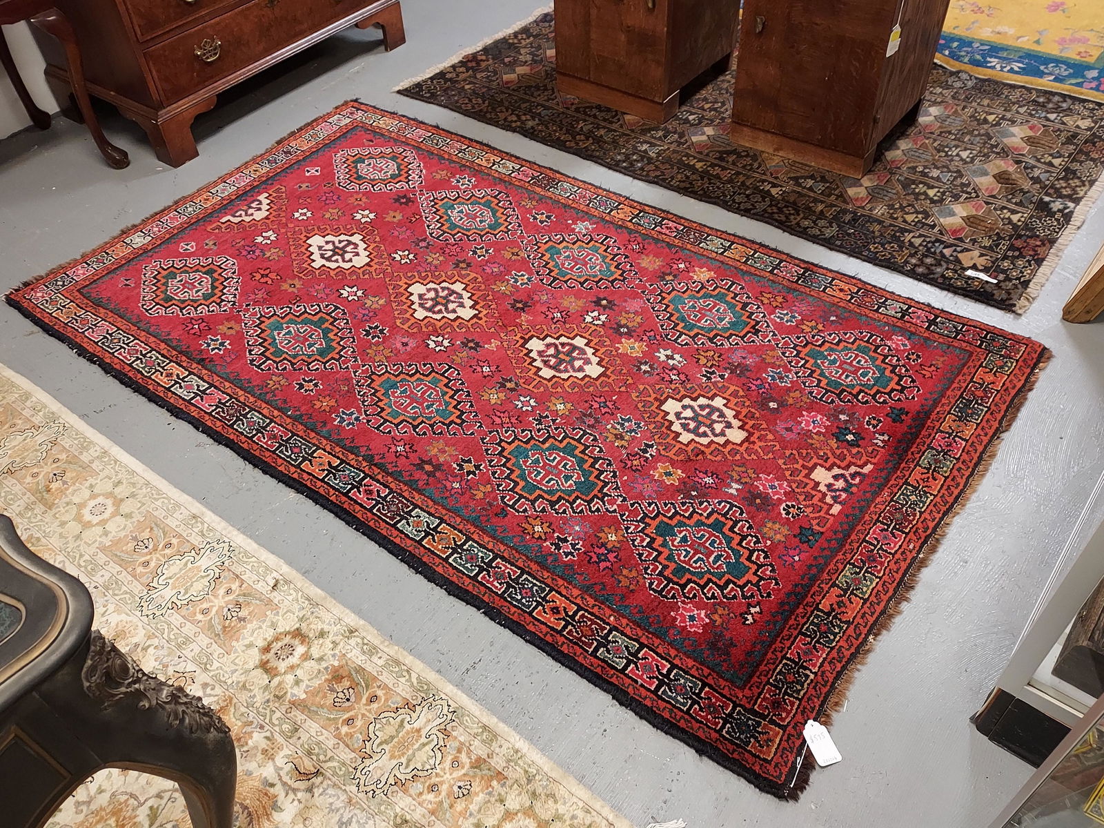 AFGHAN HAND KNOTTED WOOL RUG 4' X 7' (1 of 5)