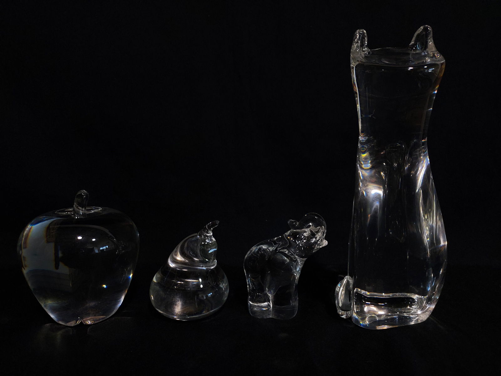 FOUR PCS STEUBEN CLEAR ART GLASS: CAT, ELEPHANT ET (1 of 20)