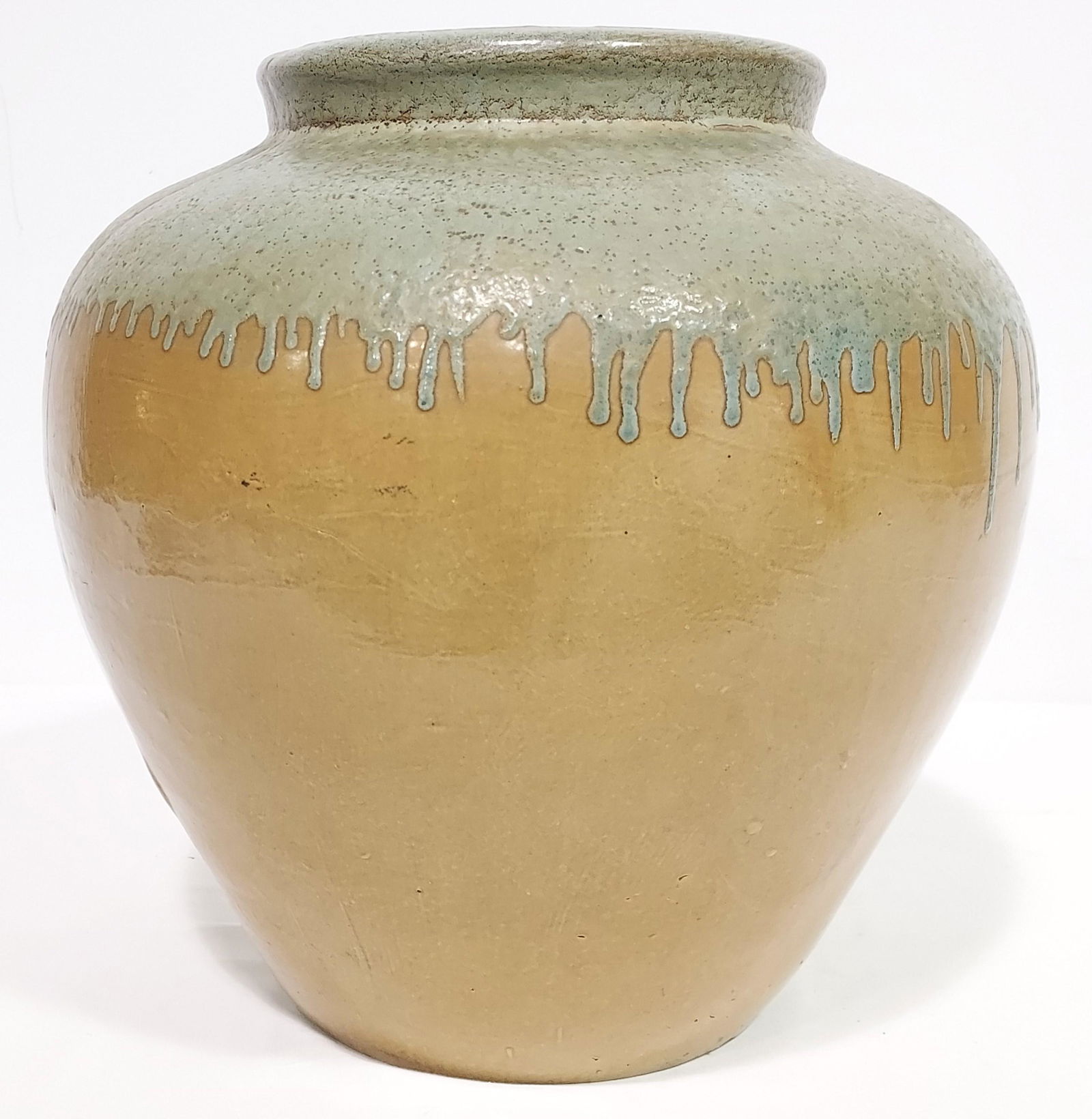 LARGE ITALIAN DRIP GLAZED POTTERY POT PLANTER (1 of 8)