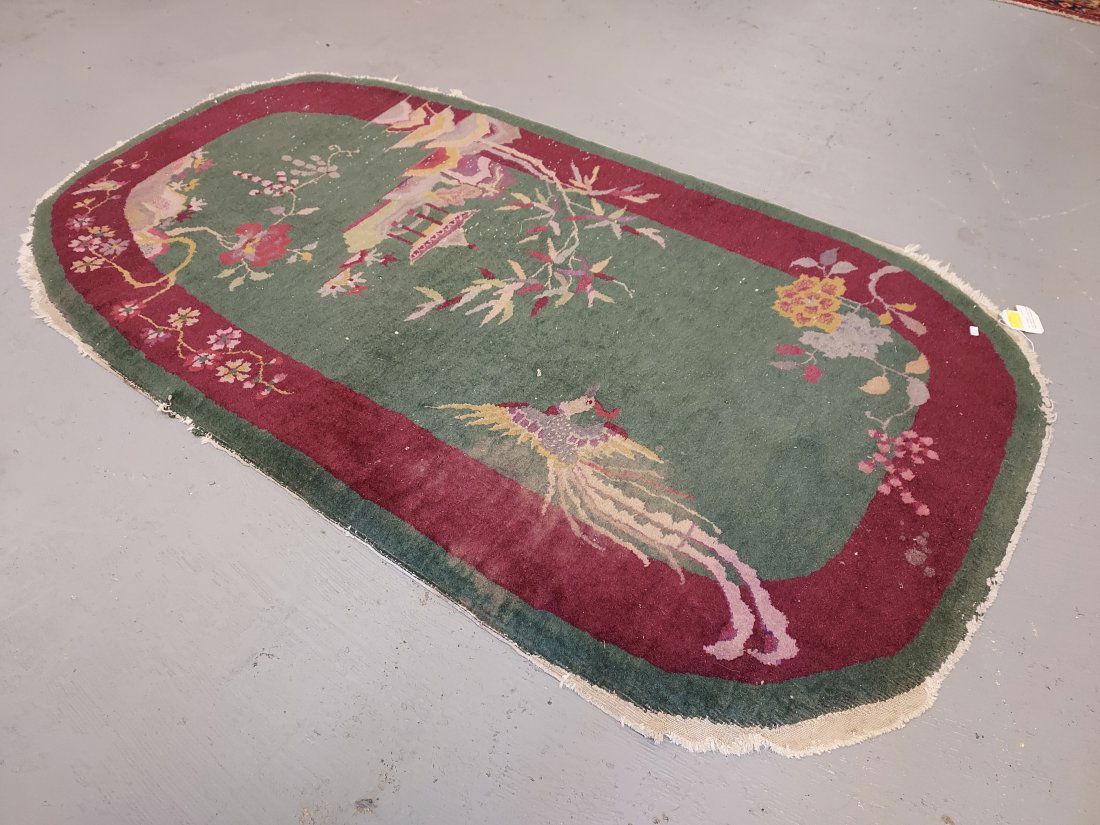 OVAL CHINESE ART DECO RUG 38" X 70" (1 of 8)