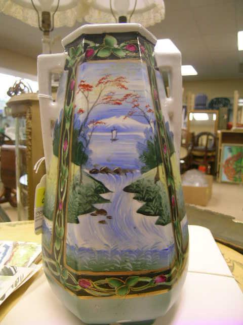 HAND PAINTED TALL MYAKO NIPPON VASE