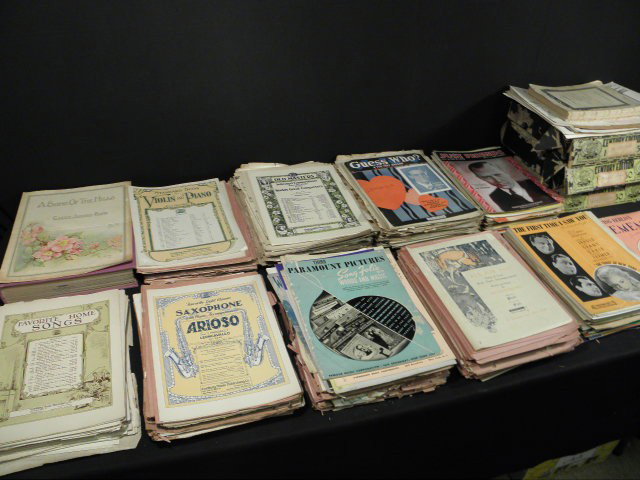 EXTENSIVE COLLECTION OF ASSORTED SHEET MUSIC: An extensive collection of assorted vintage and antique sheet music. Early 20th, late 19th century. Includes music for Violin, Vocals, Piano, etc. Also includes various music related memorabilia circa