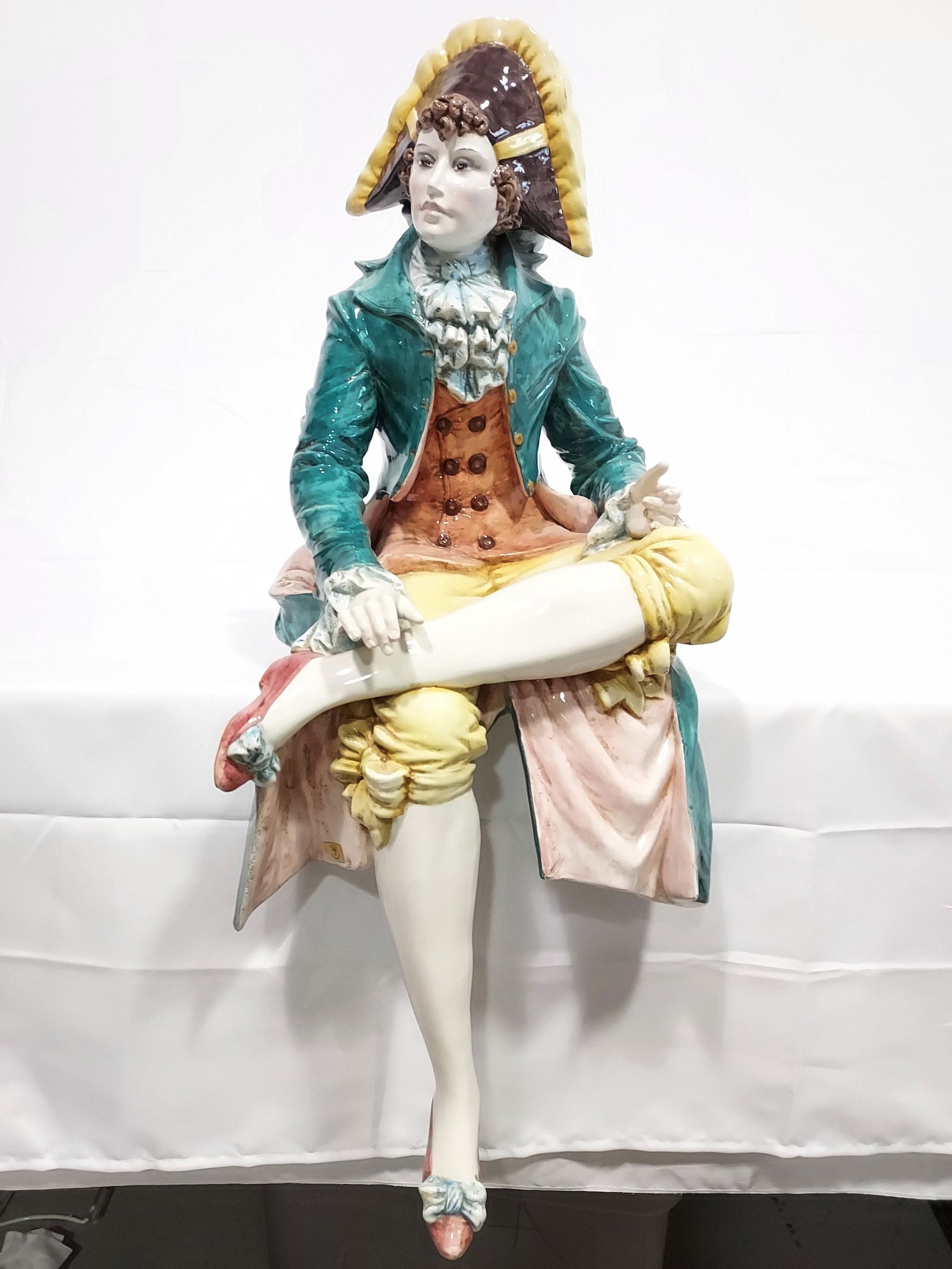 LARGE ITALIAN CAPODIMONTE PORCELAIN SITTING MAN (1 of 10)