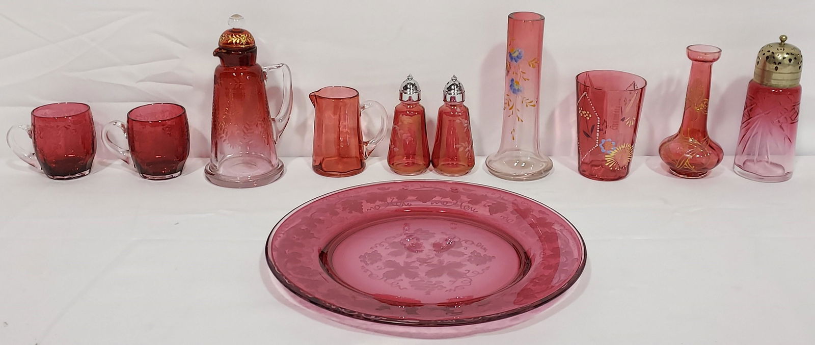 ASSORTED ANTIQUE CRANBERRY GLASSWARE: 12 PCS (1 of 10)