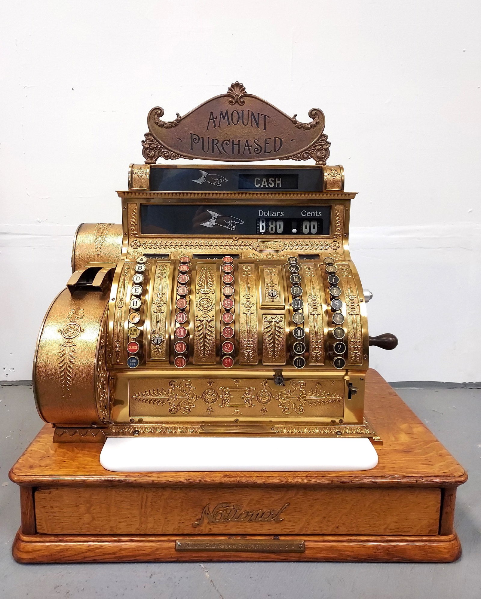 ANTIQUE GILDED NATIONAL CASH REGISTER MODEL 452 (1 of 17)