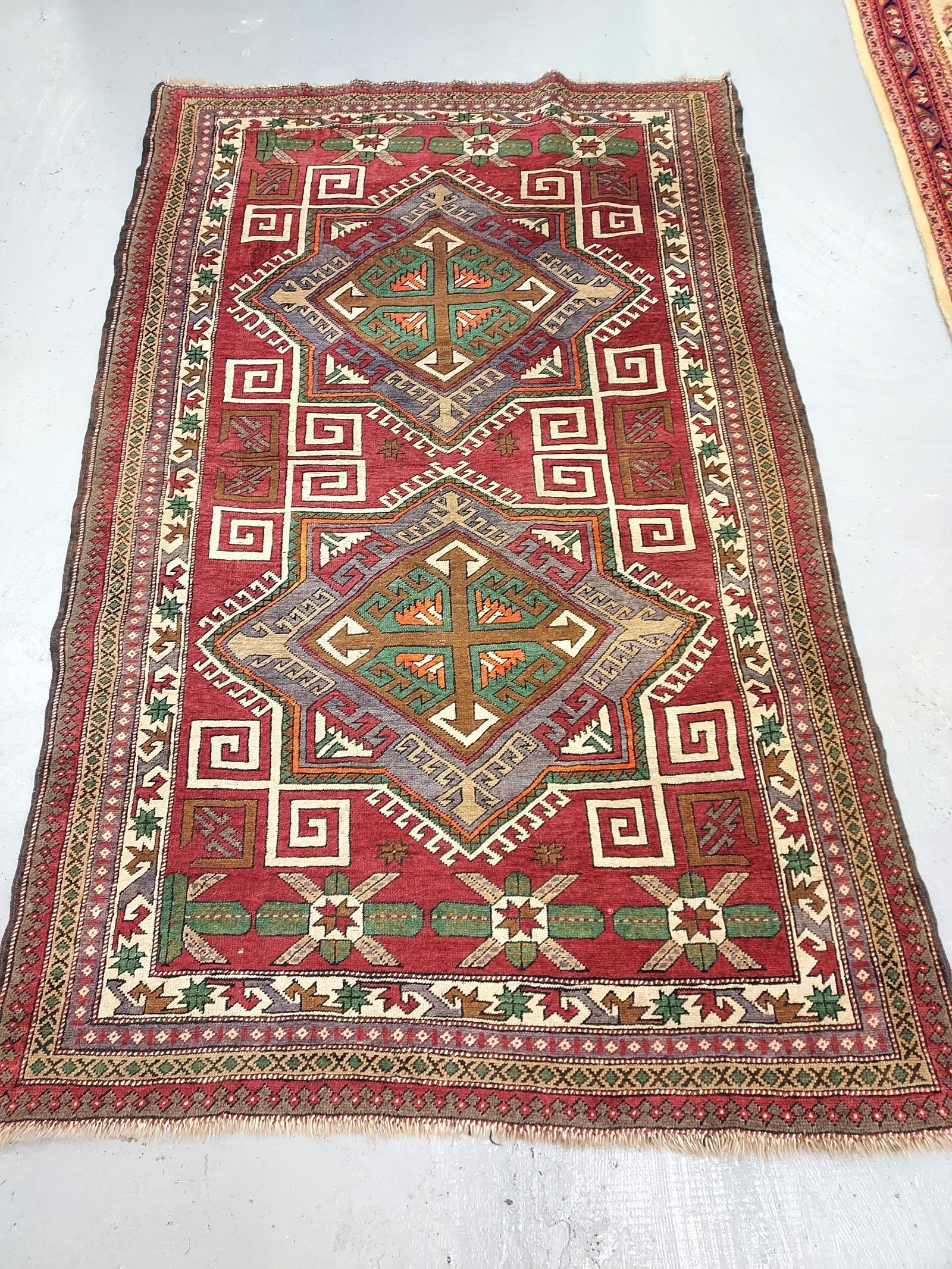 SEMI ANTIQUE CAUCASIAN PATTERN HAND KNOTTED RUG (1 of 14)