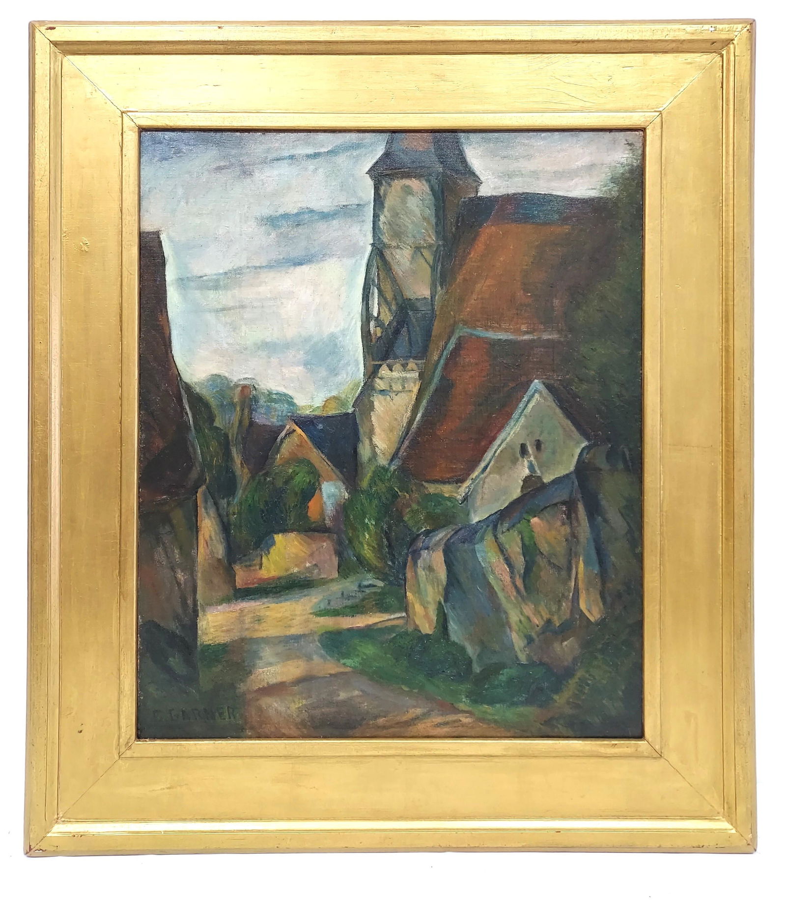 ANTIQUE AMERICAN OIL ON CANVAS PAINTING, GARNER (1 of 16)