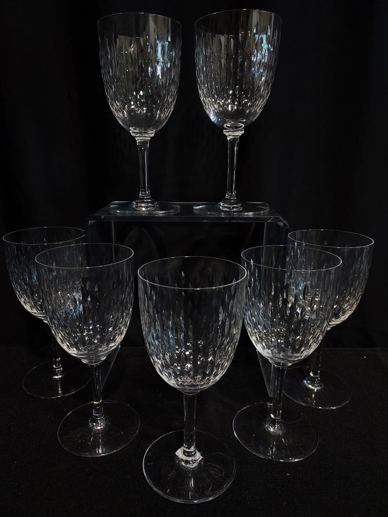 SEVEN BACCARAT "PARIS" CUT CRYSTAL WATER GOBLETS (1 of 5)