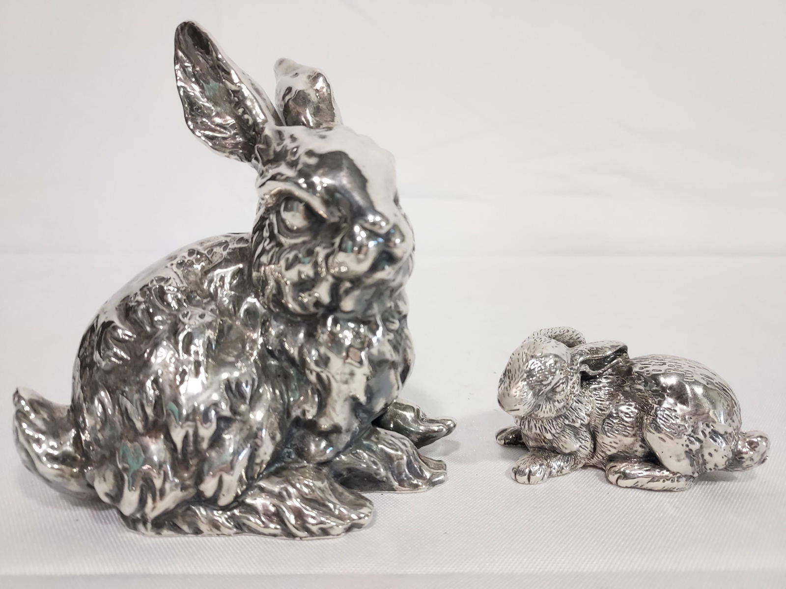 TWO VINTAGE STERLING SILVER CLAD RABBIT FIGURINES (1 of 14)