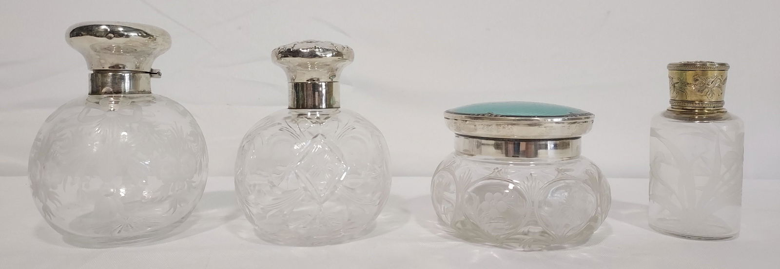 EXCEPTIONAL STERLING MOUNTED GLASS JARS, BOTTLES (1 of 20)