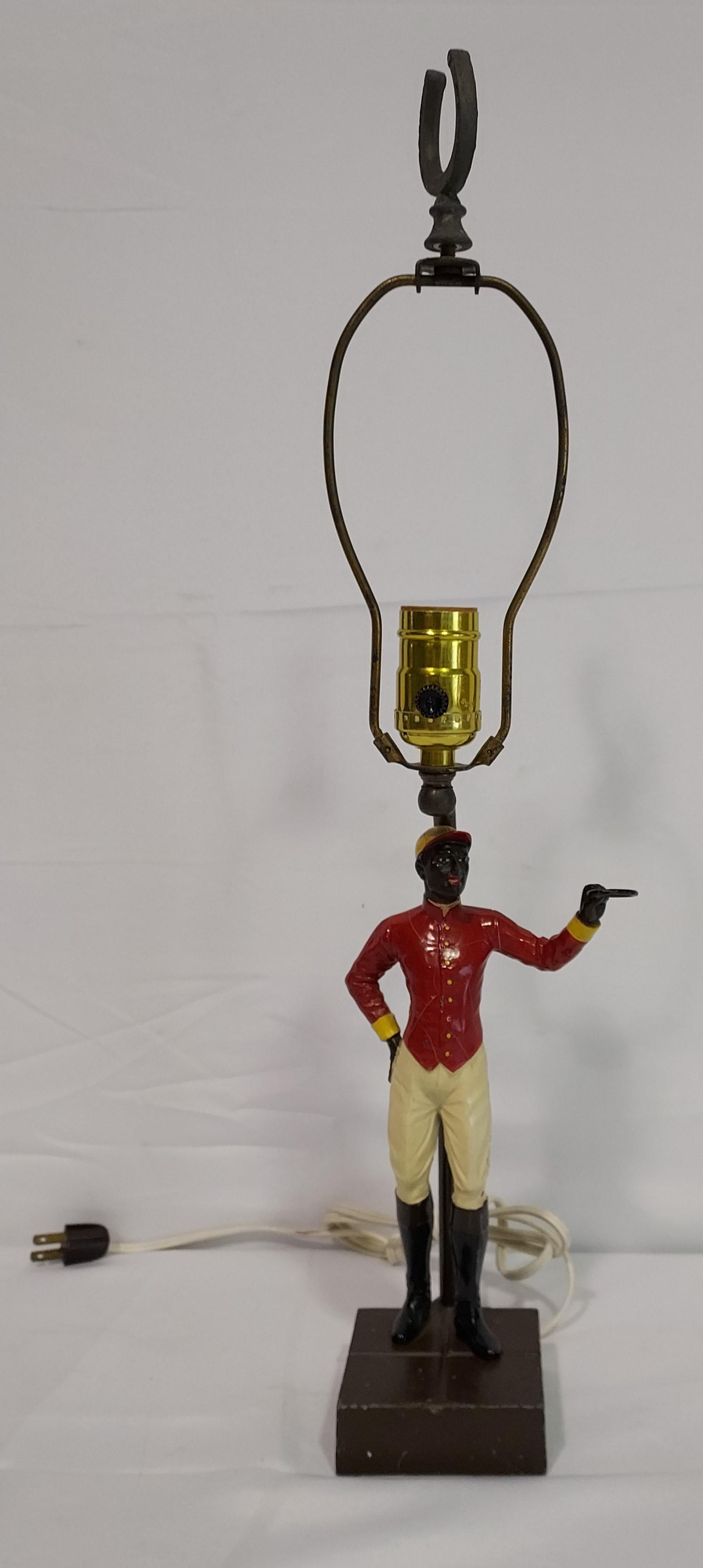 Vntg Black Americana Lawn Jockey Horse Hitch Lamp Auction