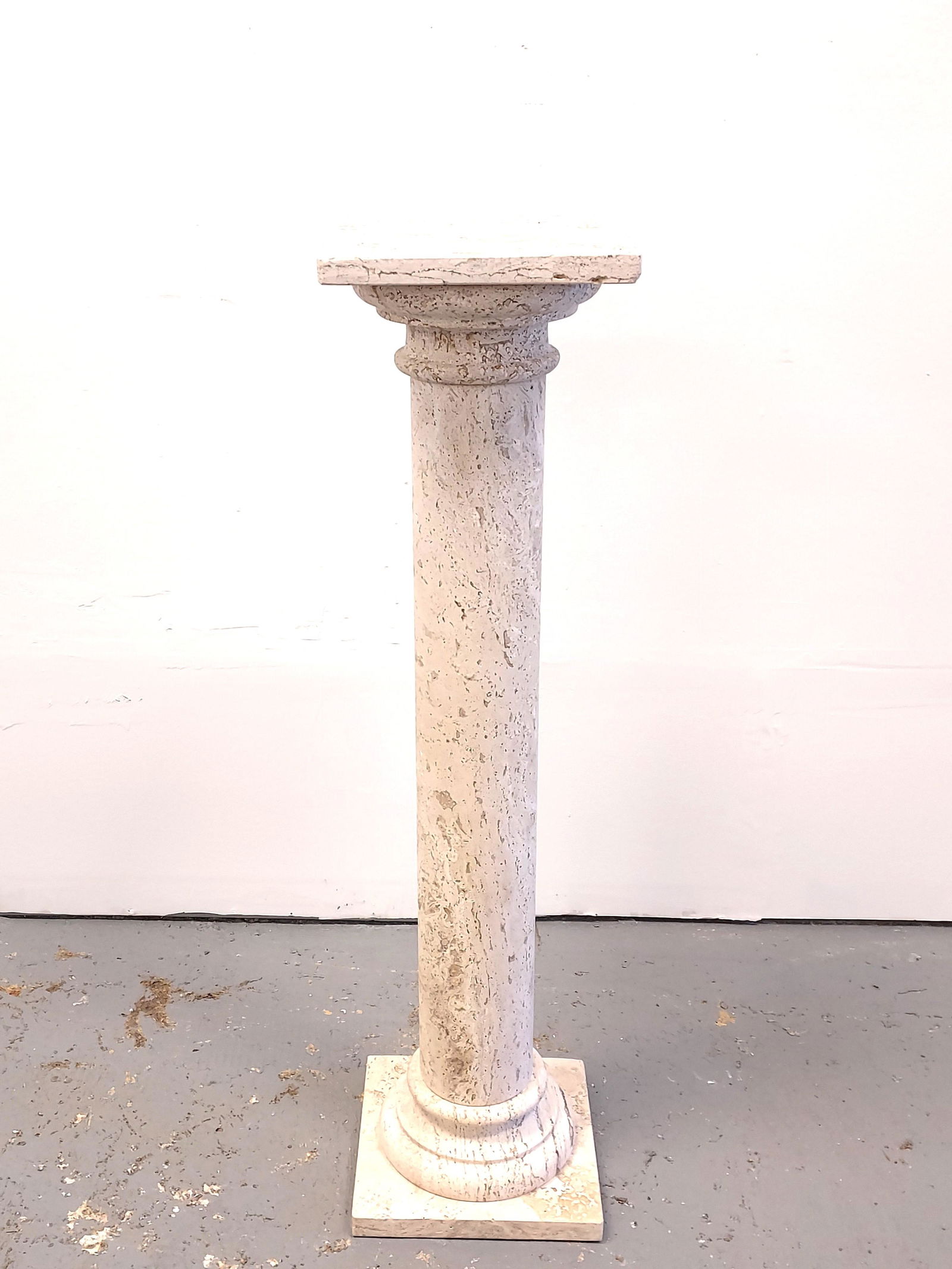 CARVED TRAVERTINE PEDESTAL STAND (1 of 12)