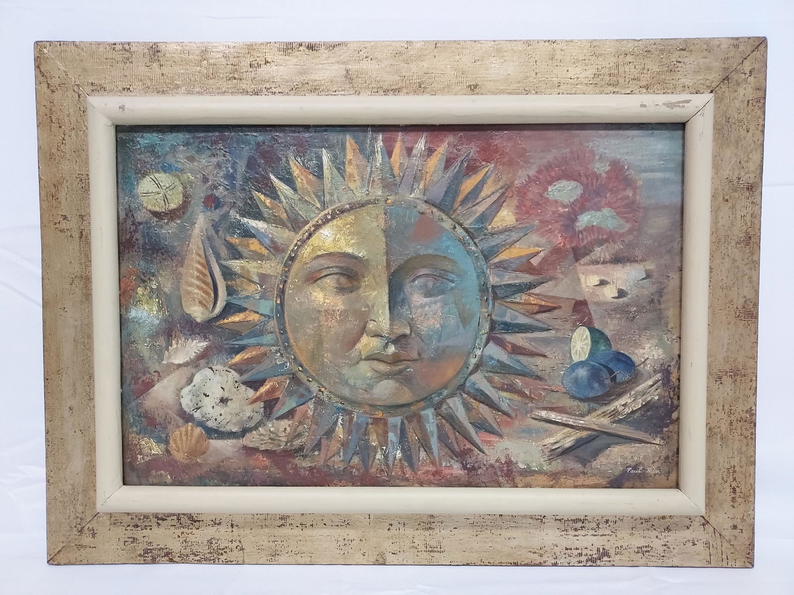 PAUL RIBA OIL ON MASONITE PAINTING: THE SUN (1 of 11)