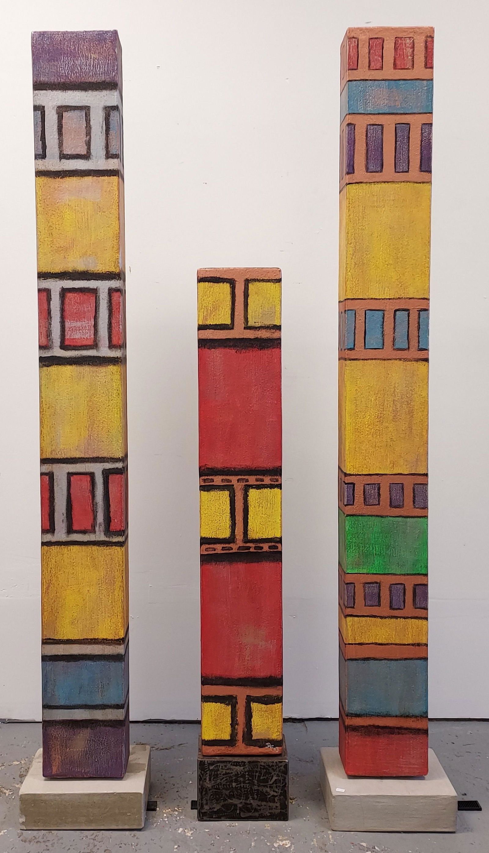 SET OF THREE CONTEMPORARY PAINTED SCULPTURES (1 of 14)