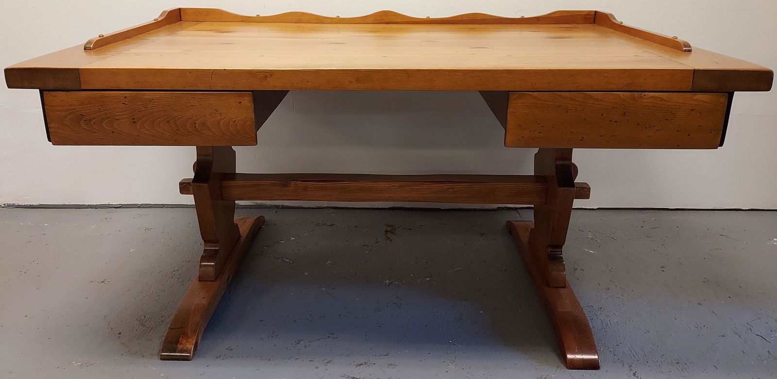 PINE TRESTLE STYLE WRITING DESK (1 of 14)
