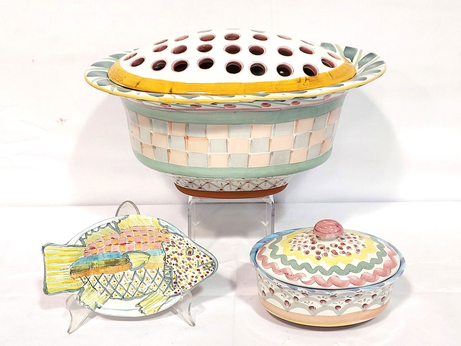 MACKENZIE CHILDS ART POTTERY, 3PCS (1 of 13)