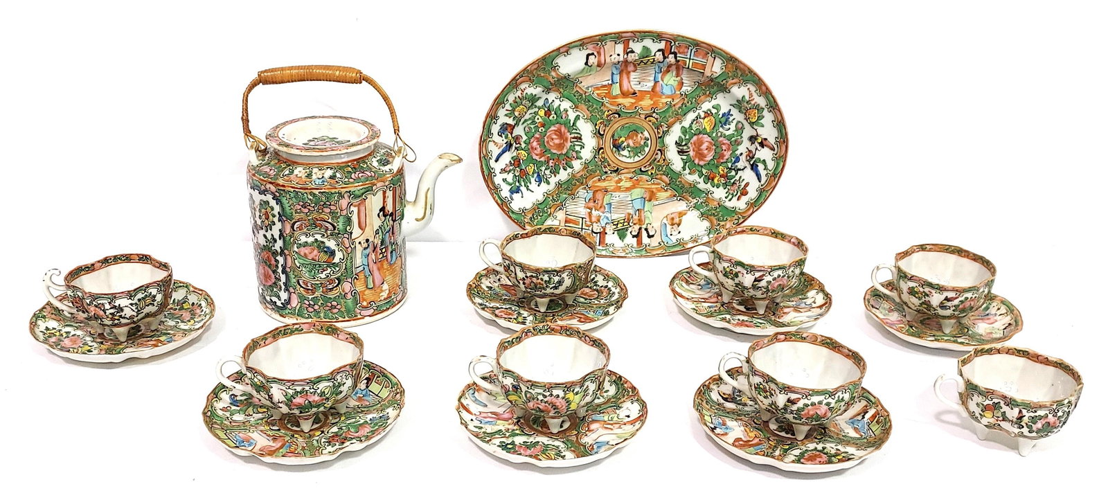 ANTIQUE CHINESE ROSE MEDALLION PORCELAIN: 17 PCS (1 of 13)