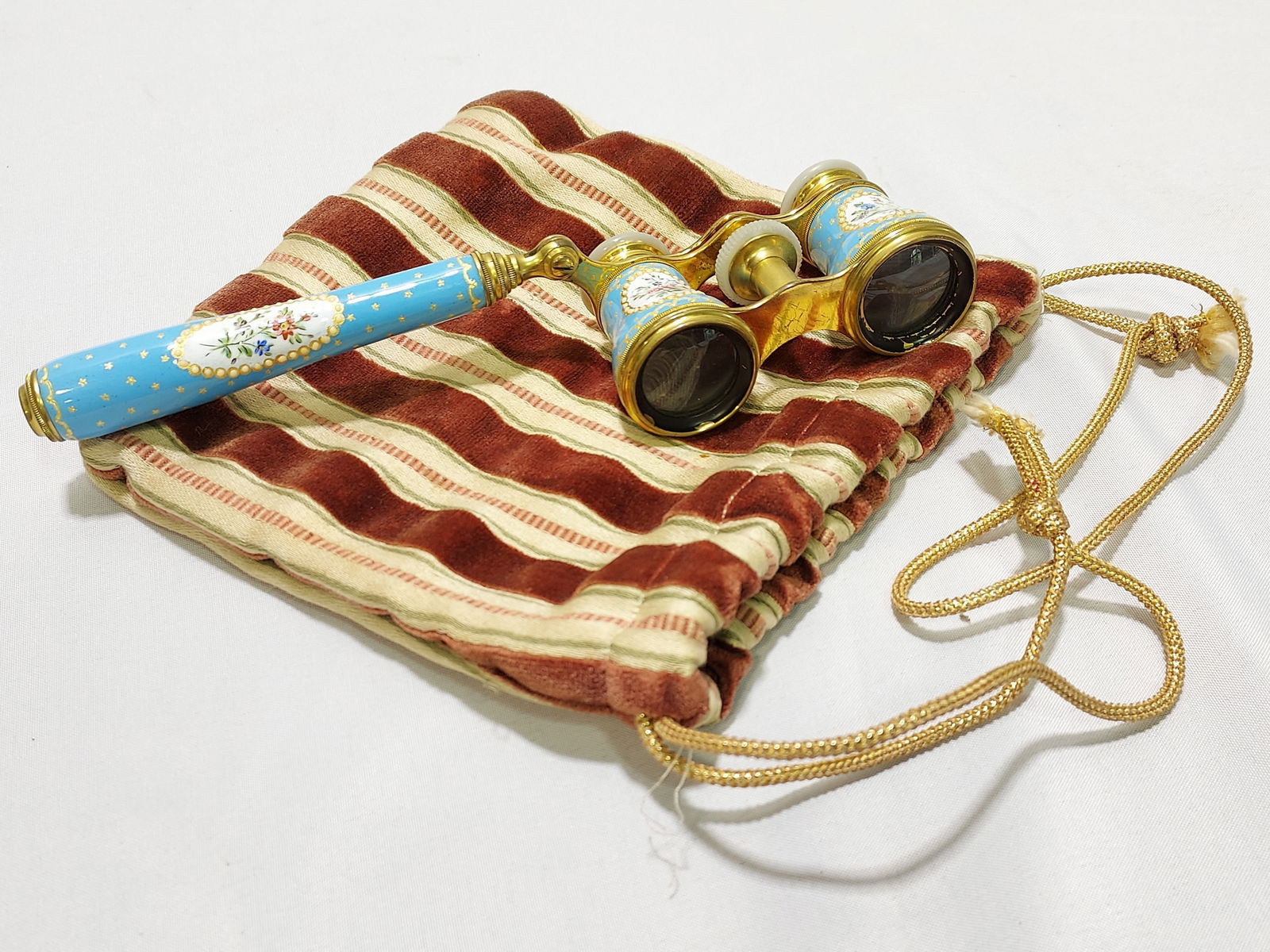 FRENCH ENAMELED & JEWELED OPERA GLASSES LORGNETTE (1 of 11)