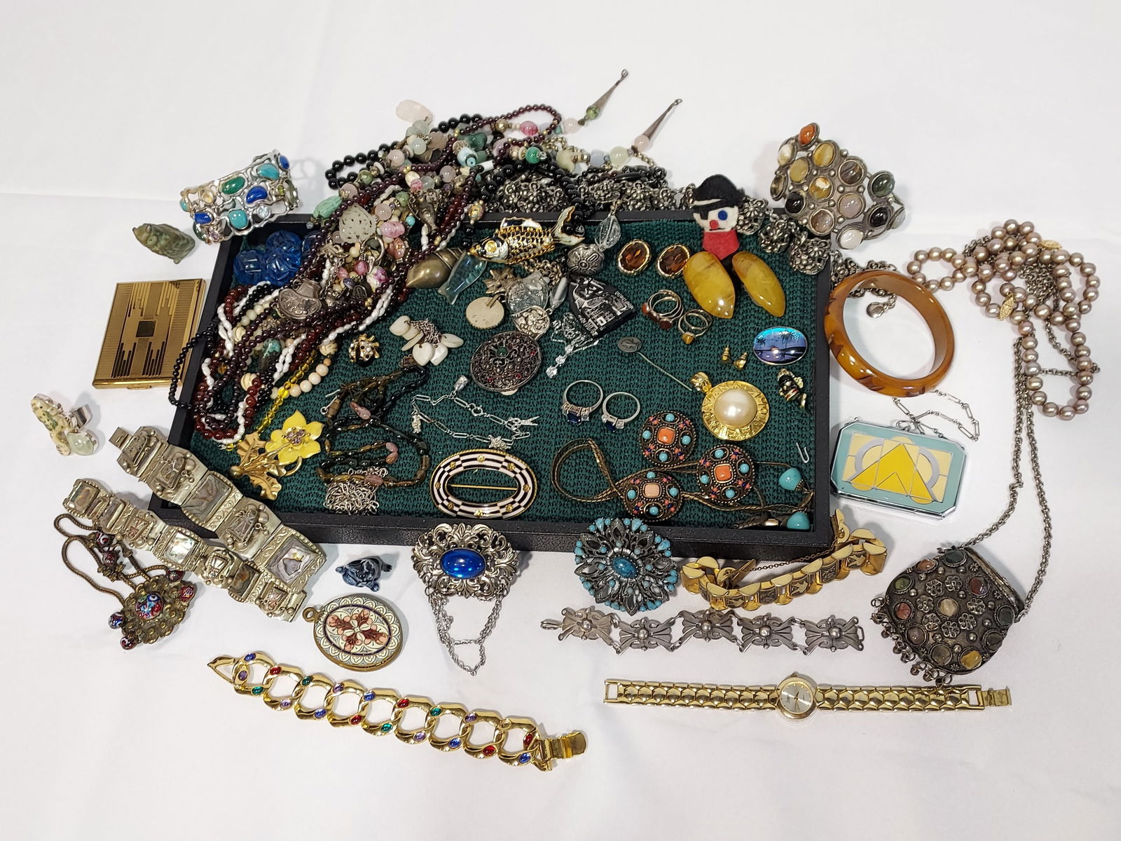 COSTUME JEWELRY GOLD PEARLS QUARTZ CORAL GARNET (1 of 14)