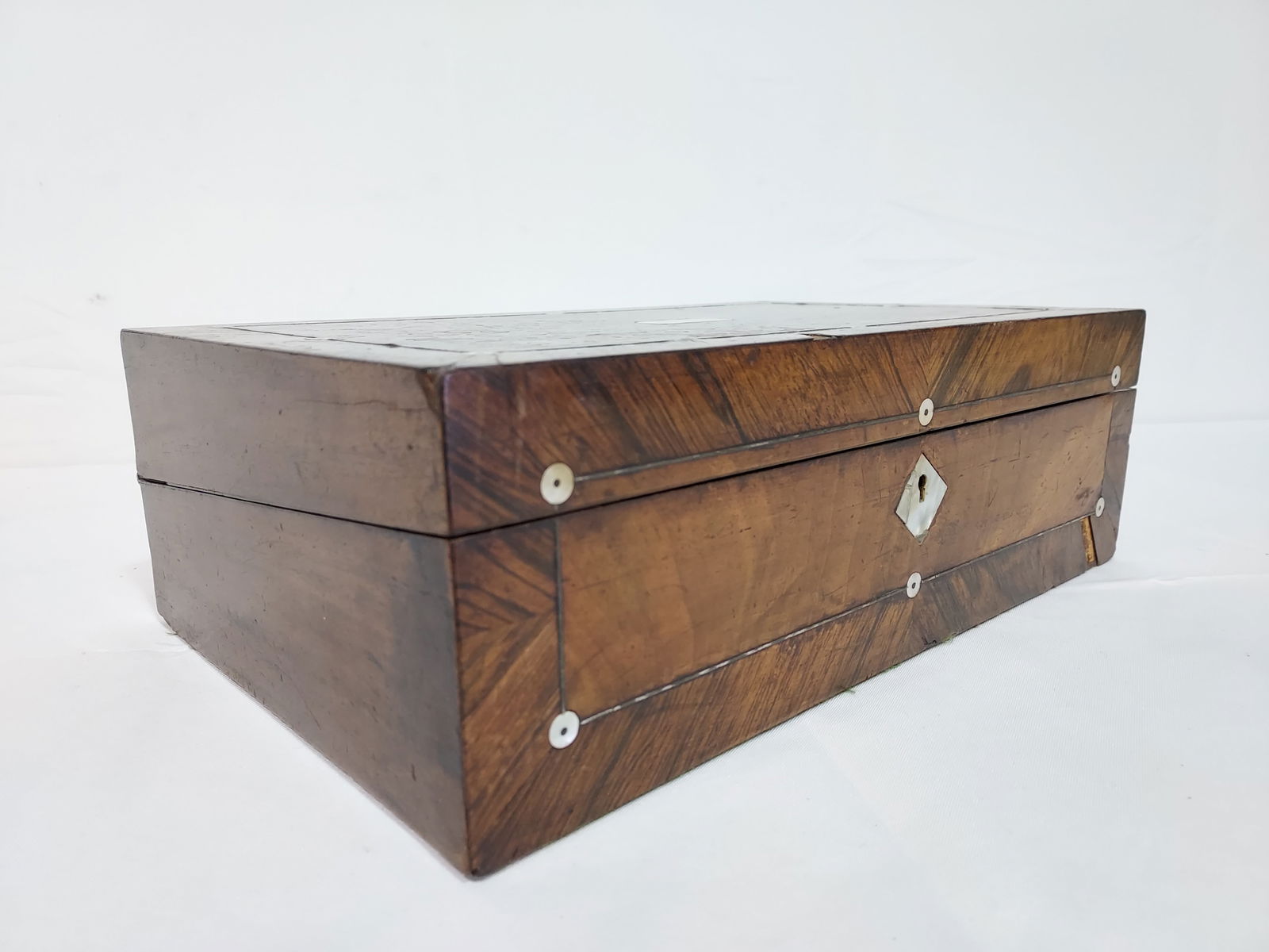 ANTIQUE PARQUETRY INLAID MAHOGANY WRITING BOX (1 of 20)