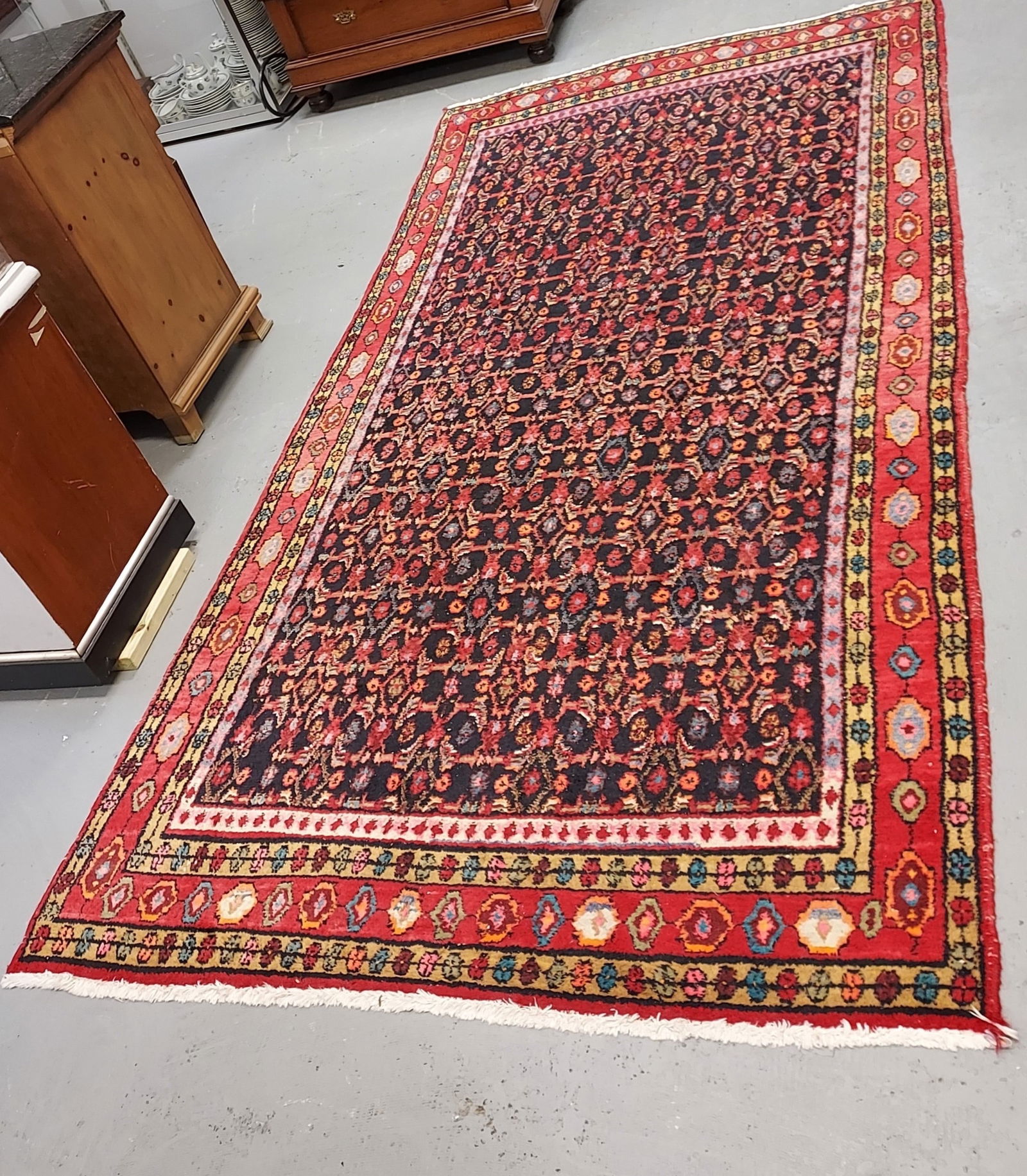 MID CENTURY PERSIAN HAND KNOTTED WOOL RUG 5' X 10' (1 of 8)