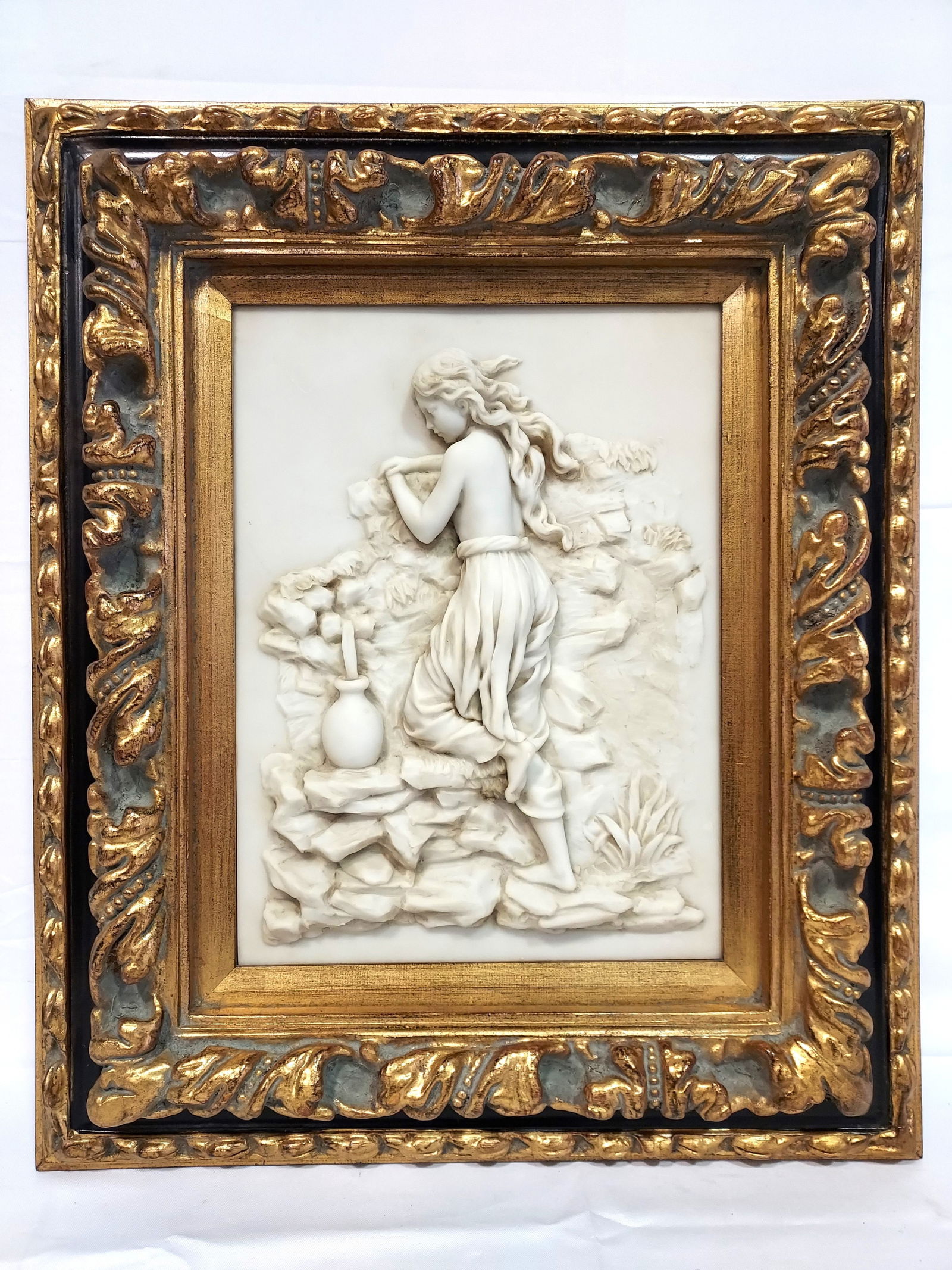 ITALIAN FRAMED FAUX MARBLE RESIN RELIEF PLAQUE (1 of 10)