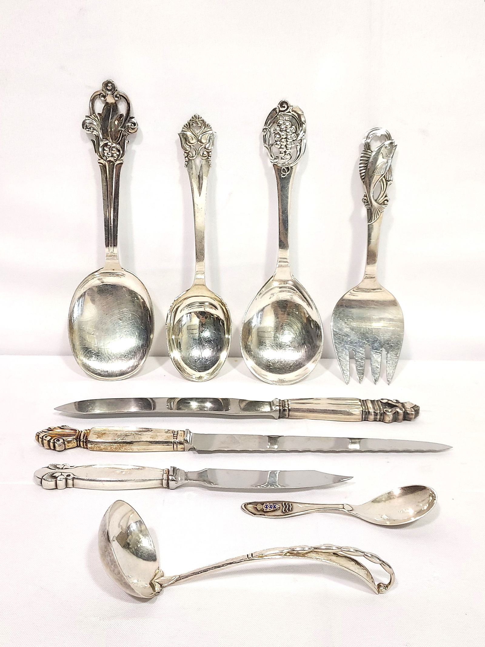 JENSEN COHR + STERLING SILVER SERVING PIECES 9 PC (1 of 20)