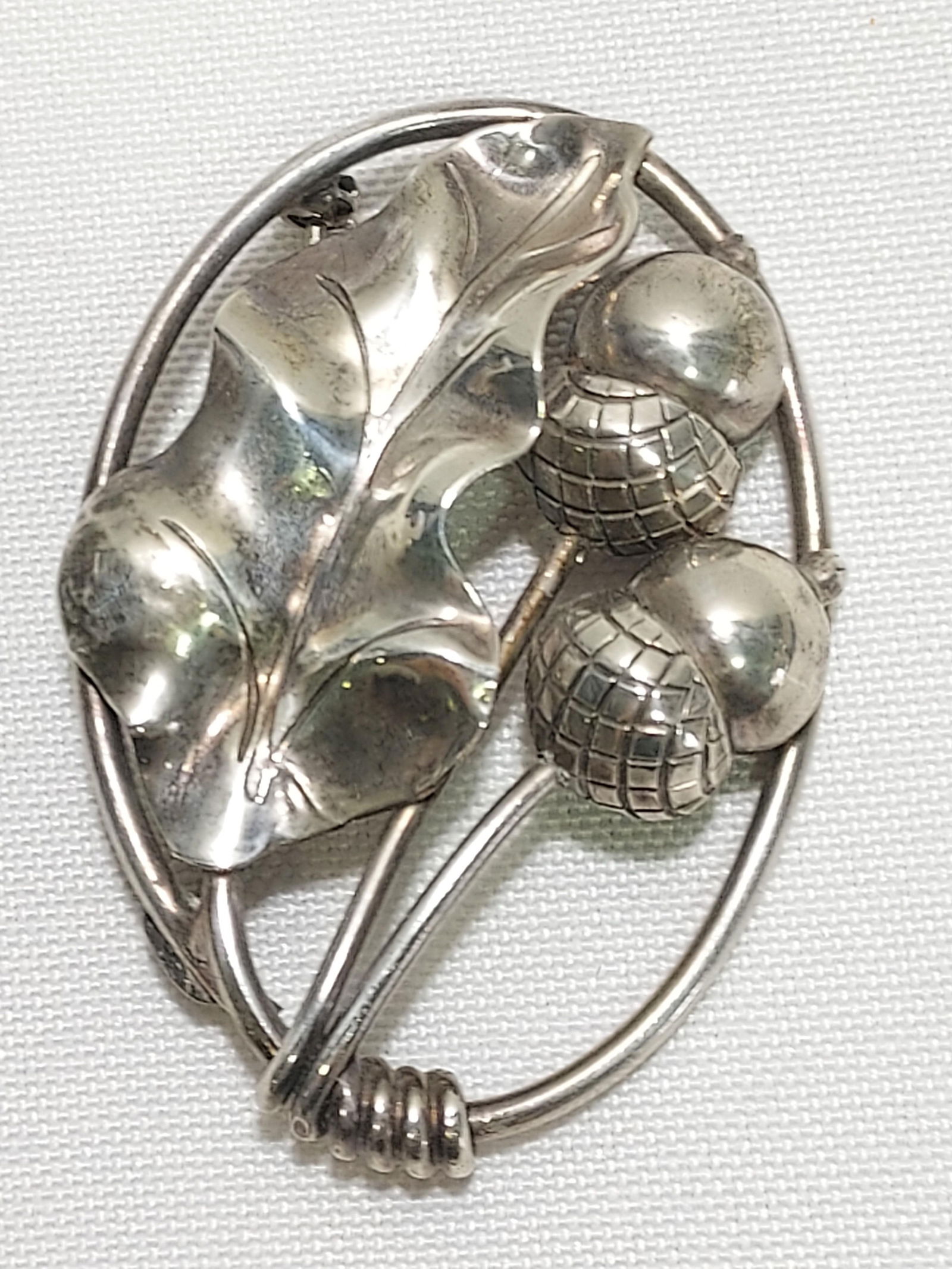 GEORG JENSEN USA STERLING SILVER LG ACORN BROOCH (1 of 4)