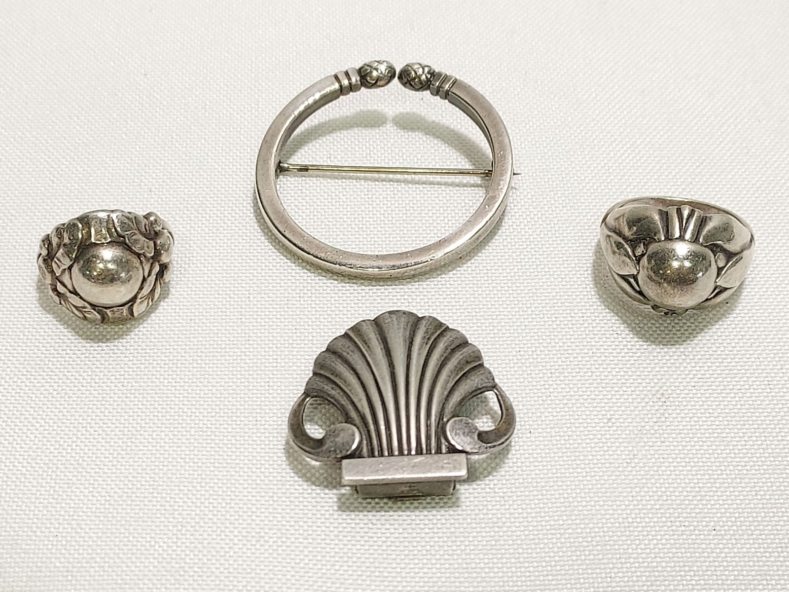 GEORG JENSEN STERLING SILVER PIN RINGS AND CLIP (1 of 15)