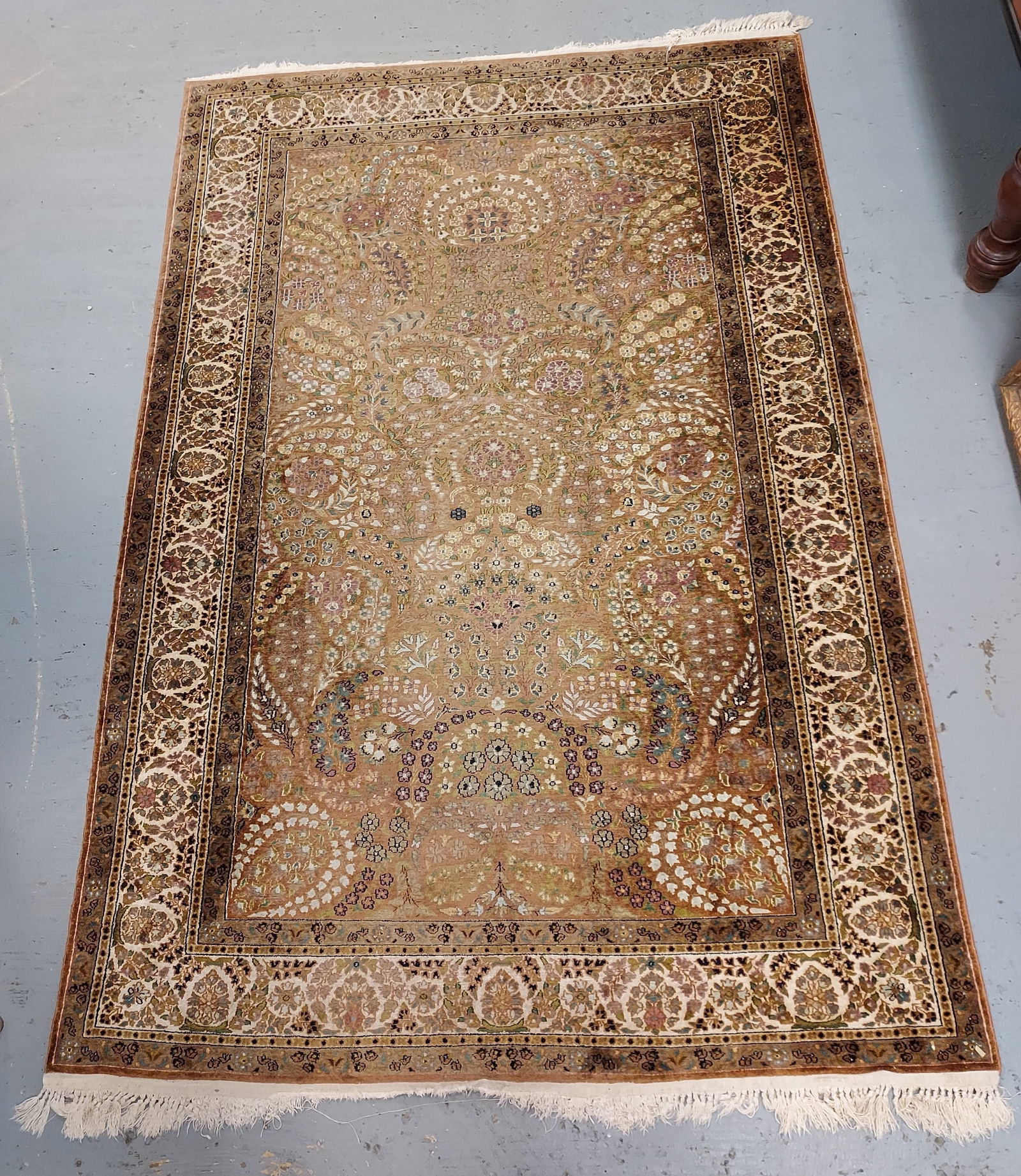 VINTAGE PERSIAN HAND KNOTTED SILK RUG 4' X 6' (1 of 9)