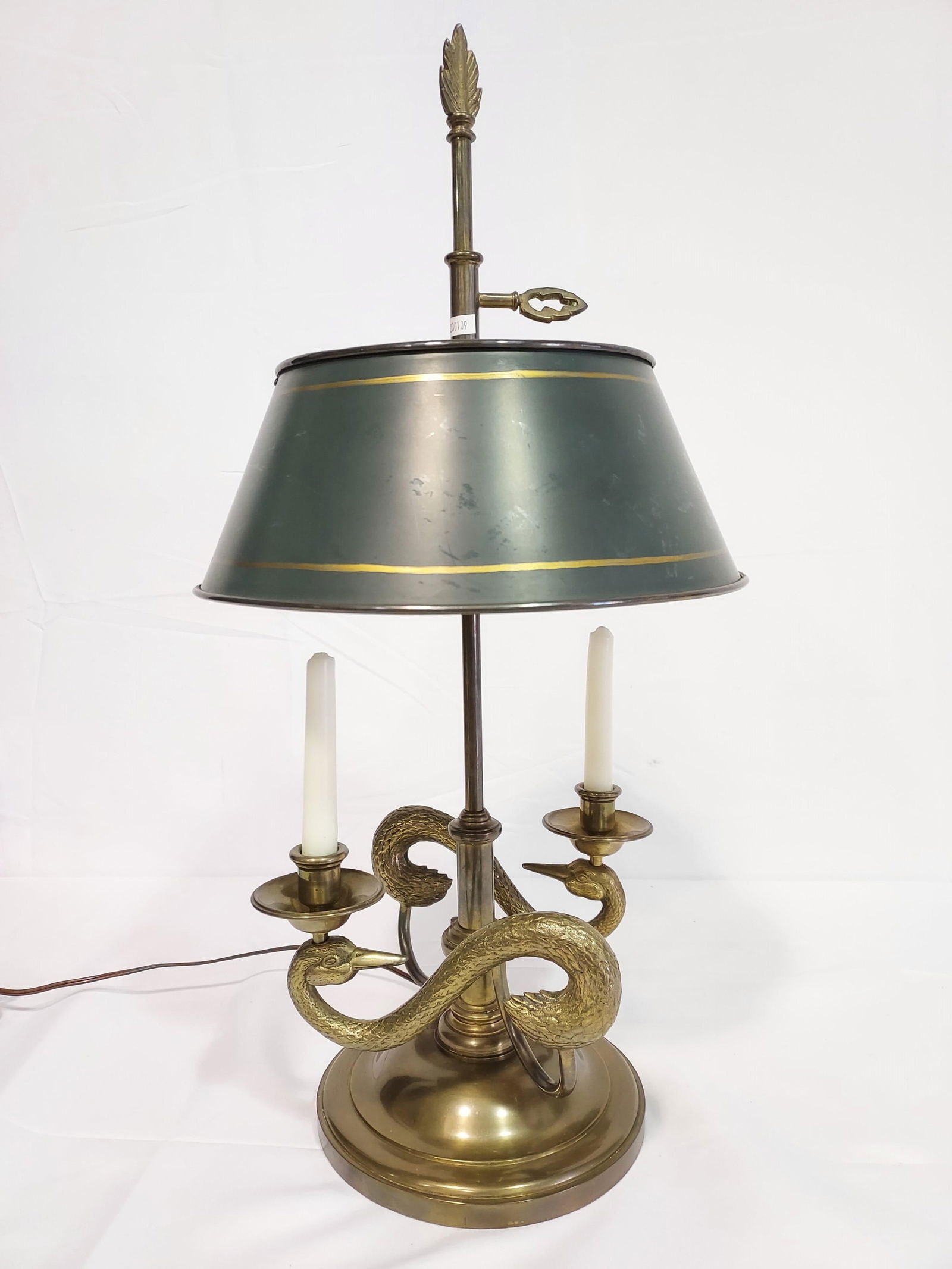 CHAPMAN DOUBLE ARM SWAN BOUILLOTTE TABLE LAMP (1 of 13)