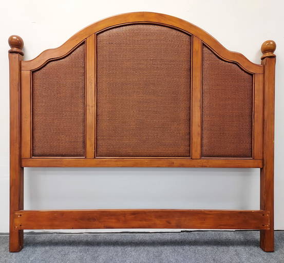 Mahogany & Rattan Queen Size Headboard