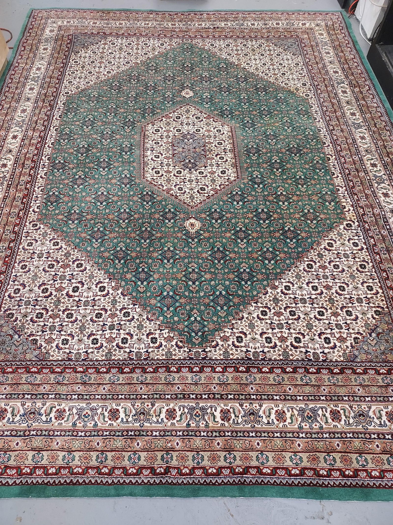VINTAGE PERSIAN BIDJAR GREEN RUG 9' X 12' (1 of 20)