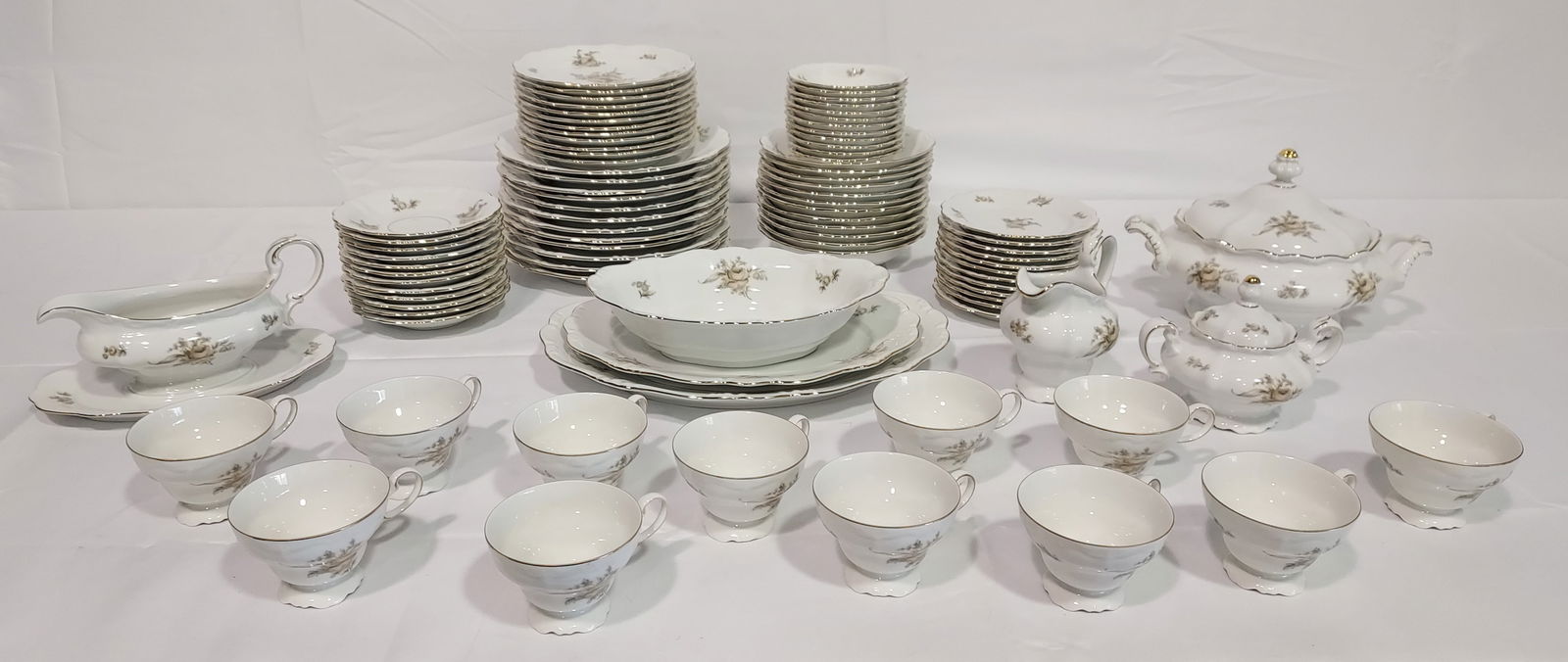 J HAVILAND "SEPIA ROSE" PORCELAIN SERVICE FOR 12 (1 of 11)