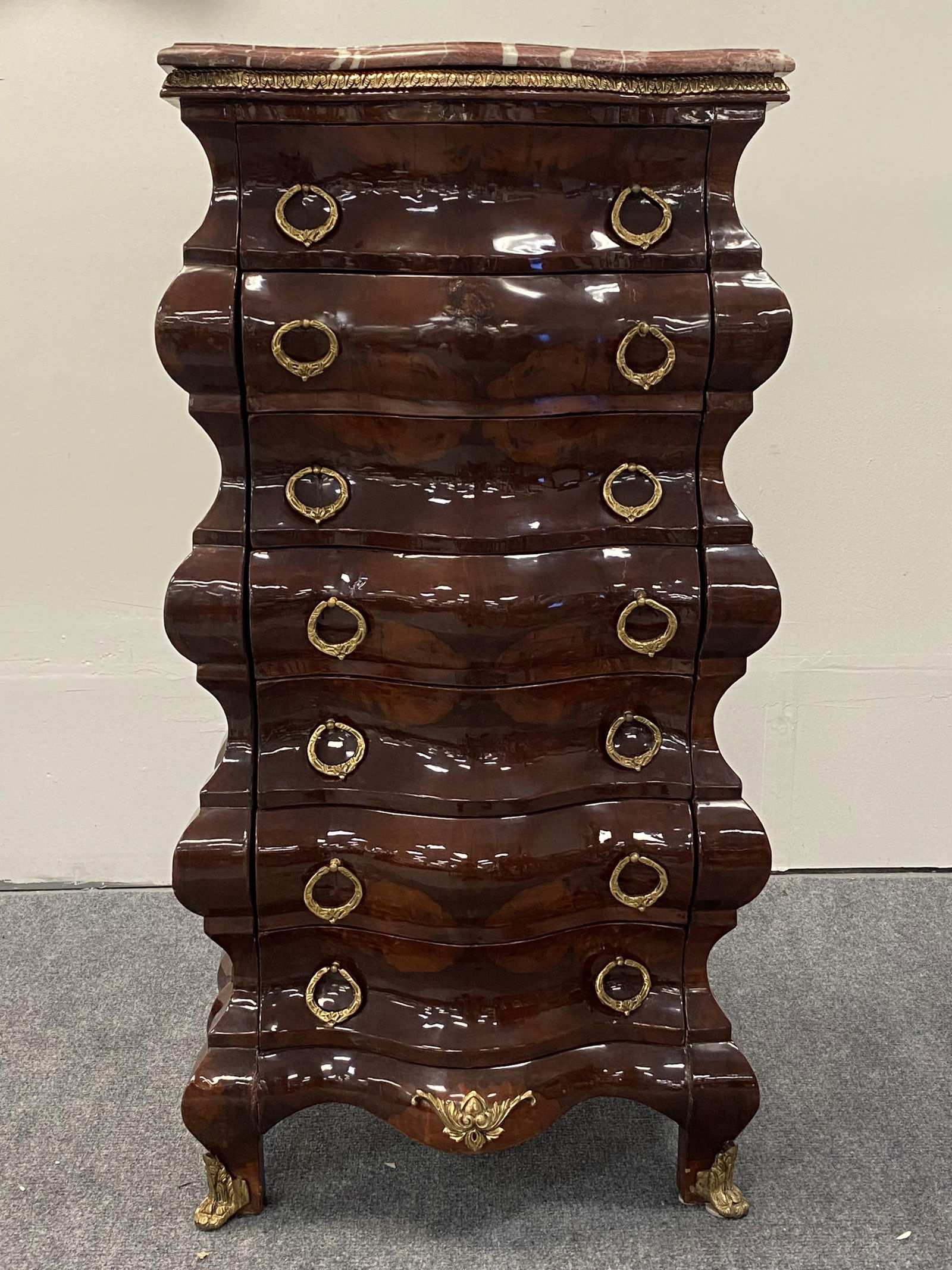 ROCOCO STYLE MARBLE TOP TALL CHEST OF DRAWERS (1 of 15)