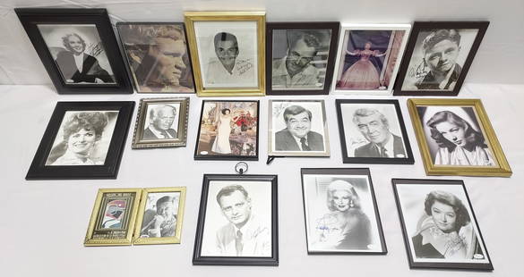 FIFTEEN AUTOGRAPHED SIGNED FILM MOVIE STAR PHOTOS: Lot of 15 assorted autographed/signed film movie star photos. Includes Dick Clark photo auth. by SGC; Maureen O'Hara signed photo auth. by JSA; Alice Faye signed photo auth. by JSA; Mickey Rooney sign