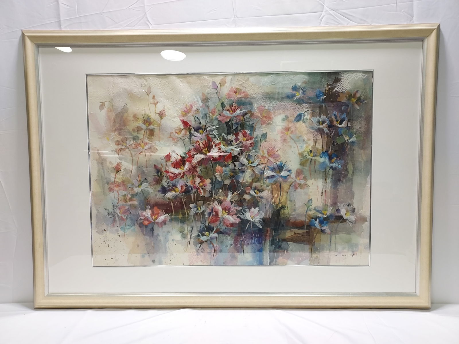 FRAMED RICE PAPER ART BY K. YOUNG: POPPY GARDEN (1 of 11)