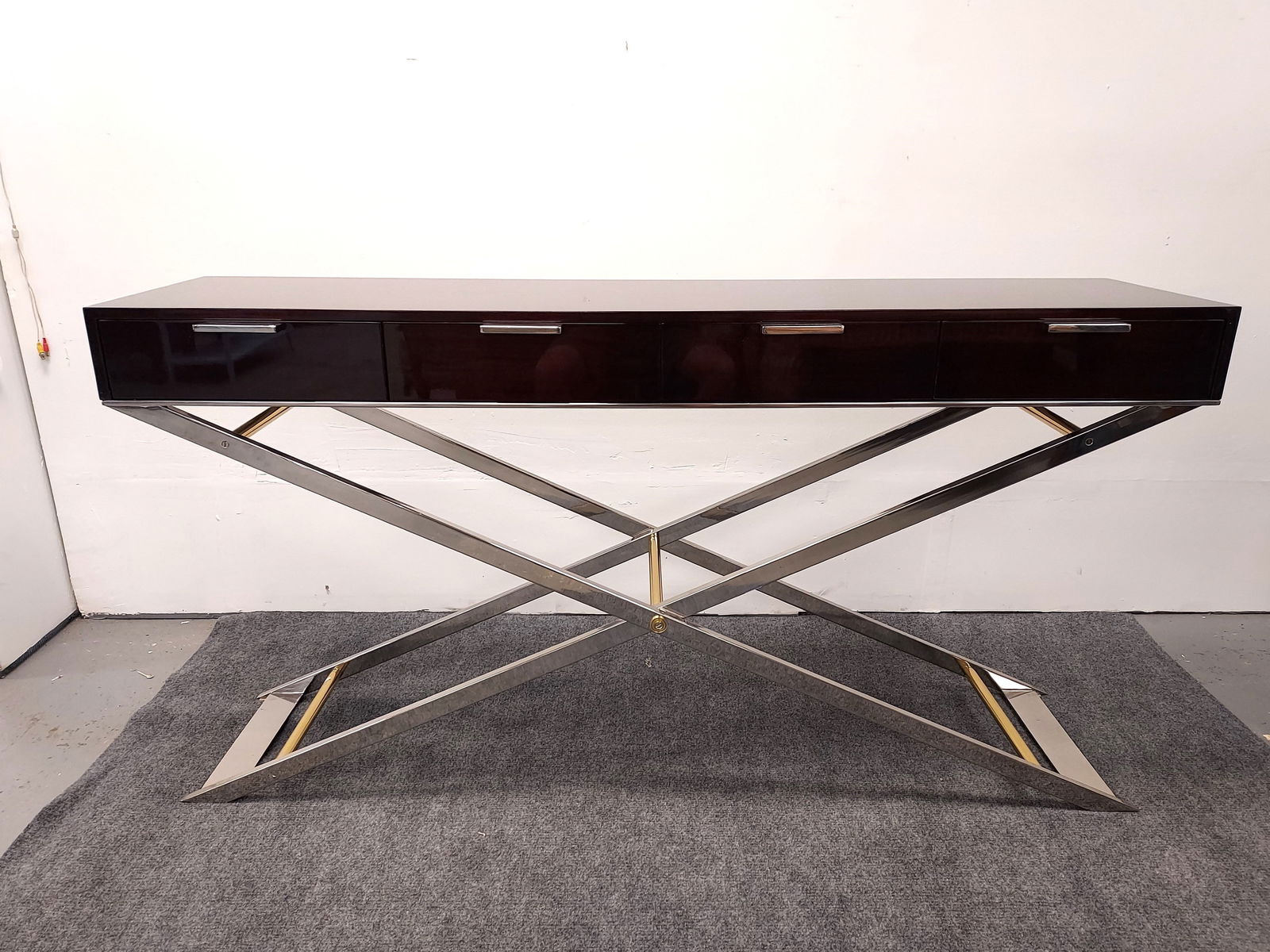 RALPH LAUREN CONTEMPORARY WOOD & CHROME CONSOLE (1 of 15)