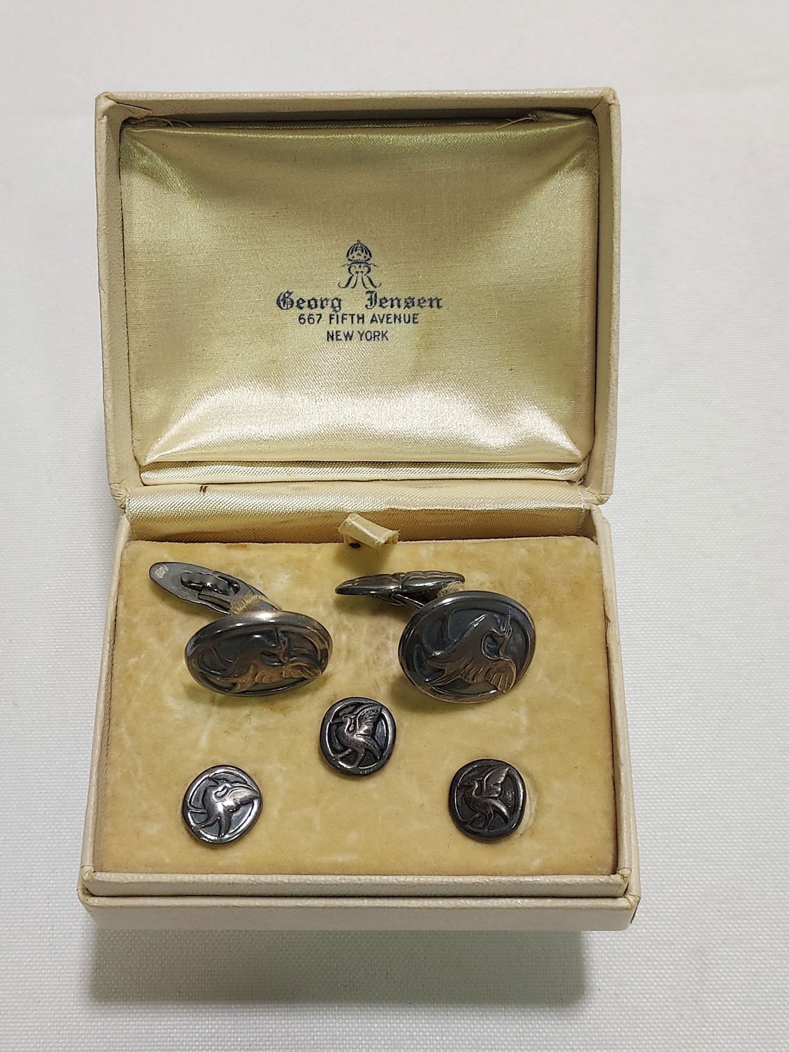 5 PC GEORG JENSEN STERLING CUFF LINK & STUD SET (1 of 8)
