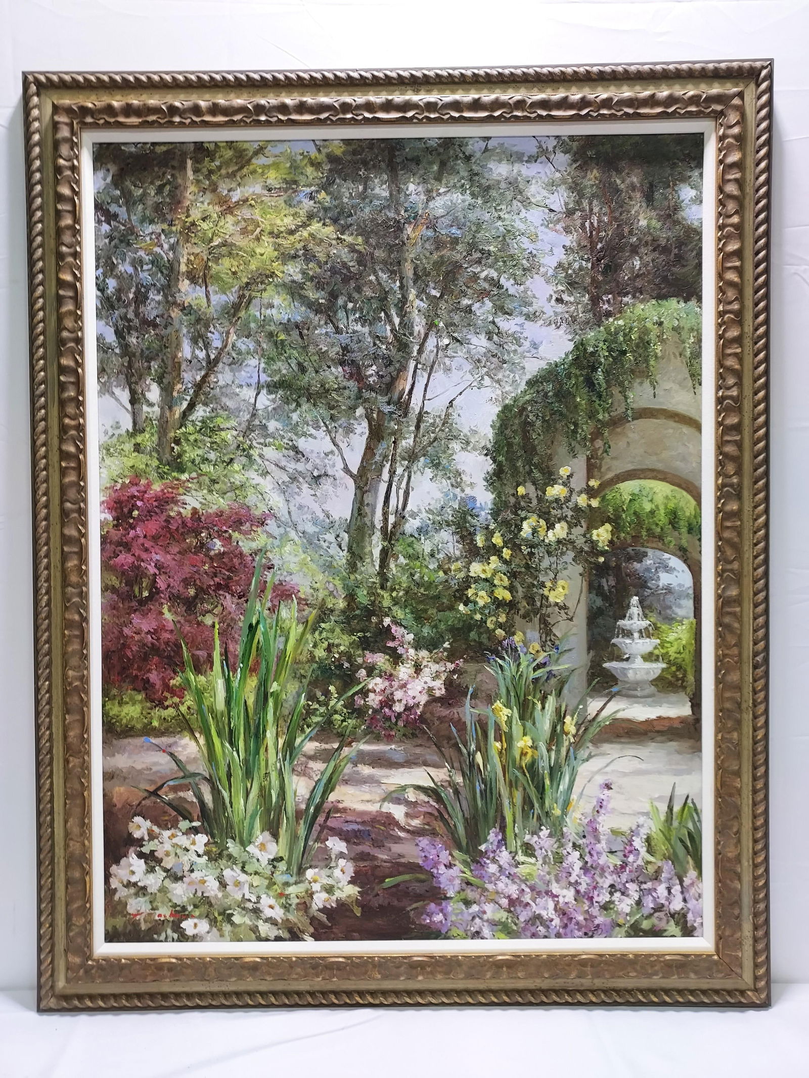 DECORATIVE OIL ON CANVAS PAINTING GARDEN SCENE (1 of 10)