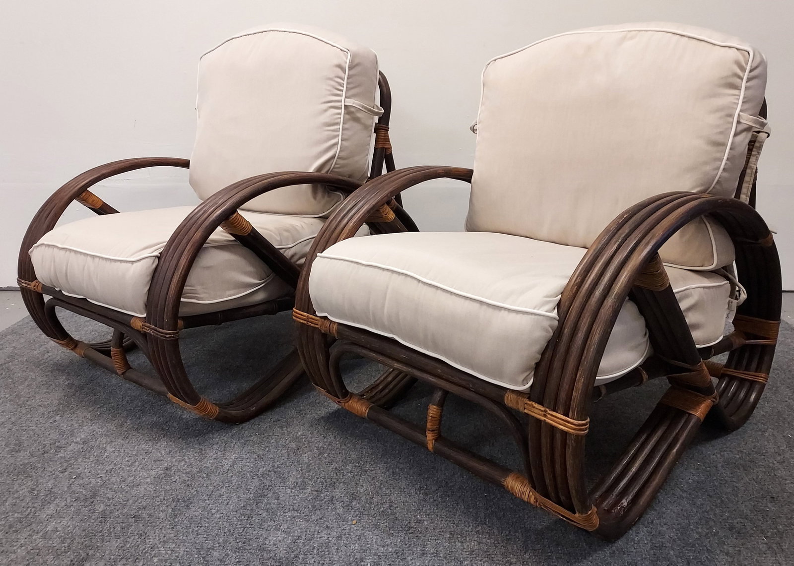 PAIR LARGE MCM BENT CANE PRETZEL ARMCHAIRS (1 of 17)