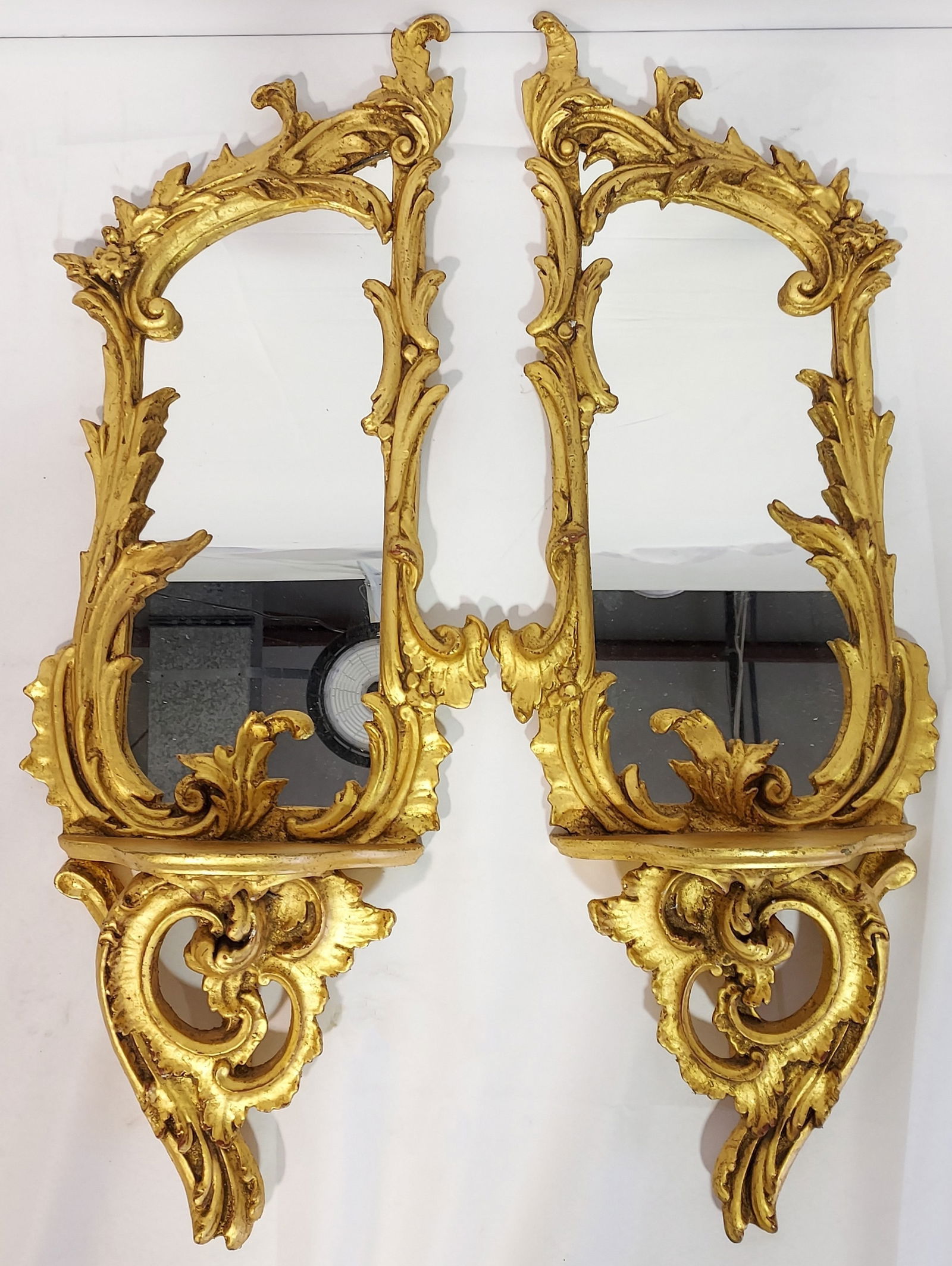 PAIR CHELSEA HOUSE GOLD LEAF MIRROR SCONCES (1 of 7)